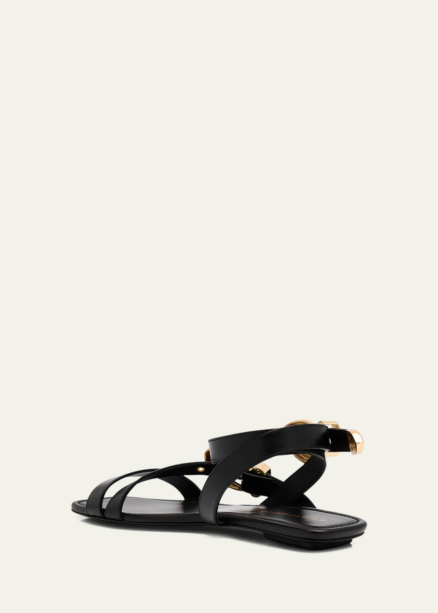 Stuart Weitzman Maven Leather Buckle Flat Sandals Image 4 of 6