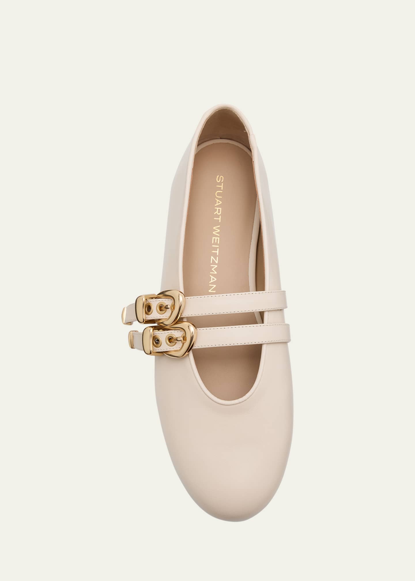 Stuart Weitzman Maven Leather Dual Buckle Mary Jane Ballerina Flats Image 6 of 6