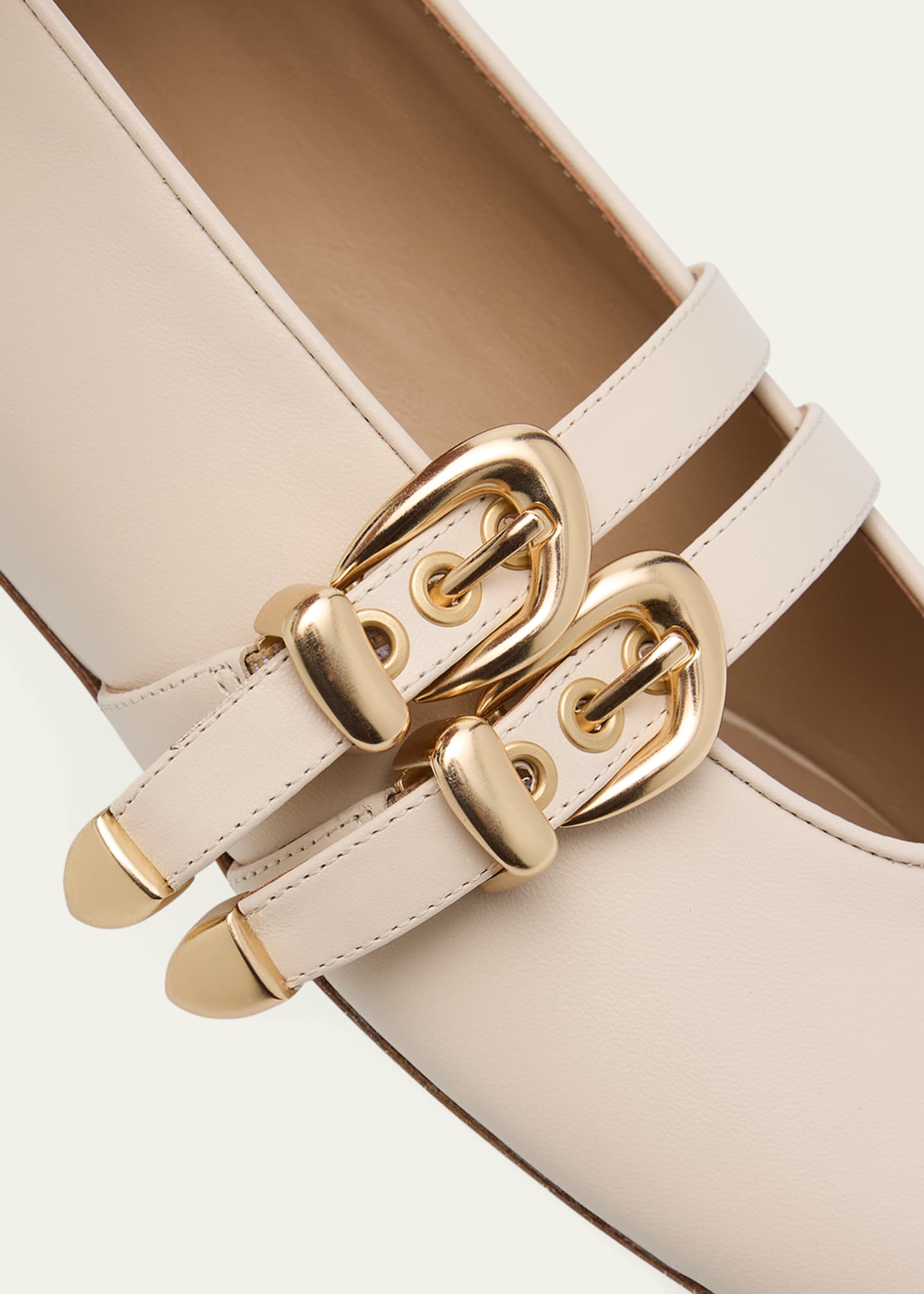 Stuart Weitzman Maven Leather Dual Buckle Mary Jane Ballerina Flats Image 5 of 6