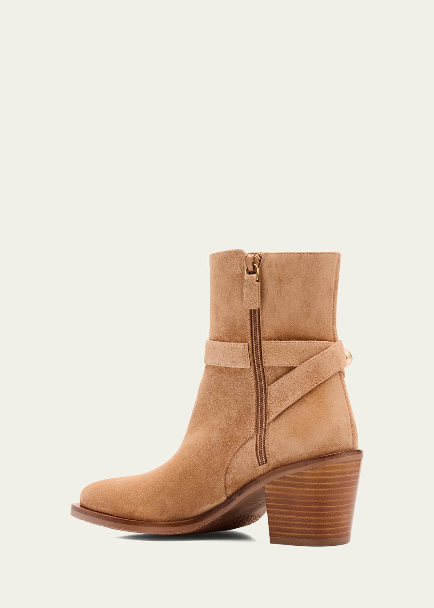 Stuart Weitzman Maven Suede Buckle Western Booties Image 4 of 6