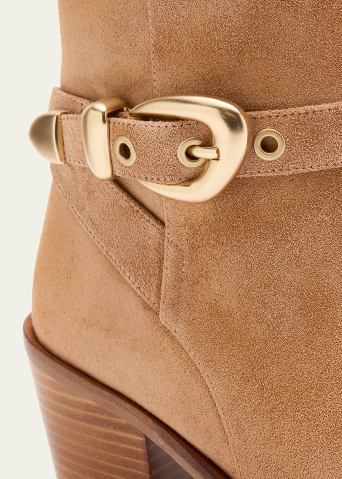 Stuart Weitzman Maven Suede Buckle Western Booties Image 5 of 6