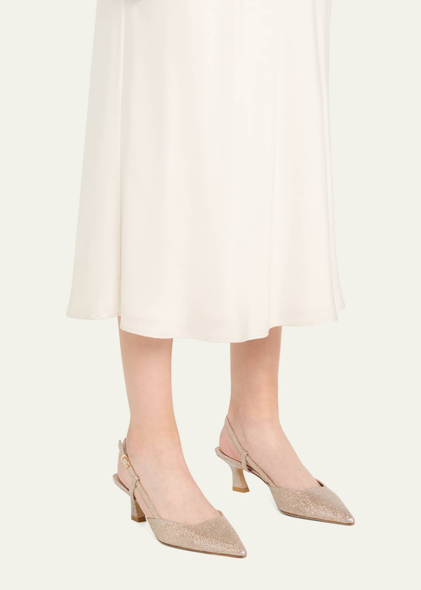 Stuart Weitzman Vinnie Metallic Kitten Slingback Pumps Image 2 of 6