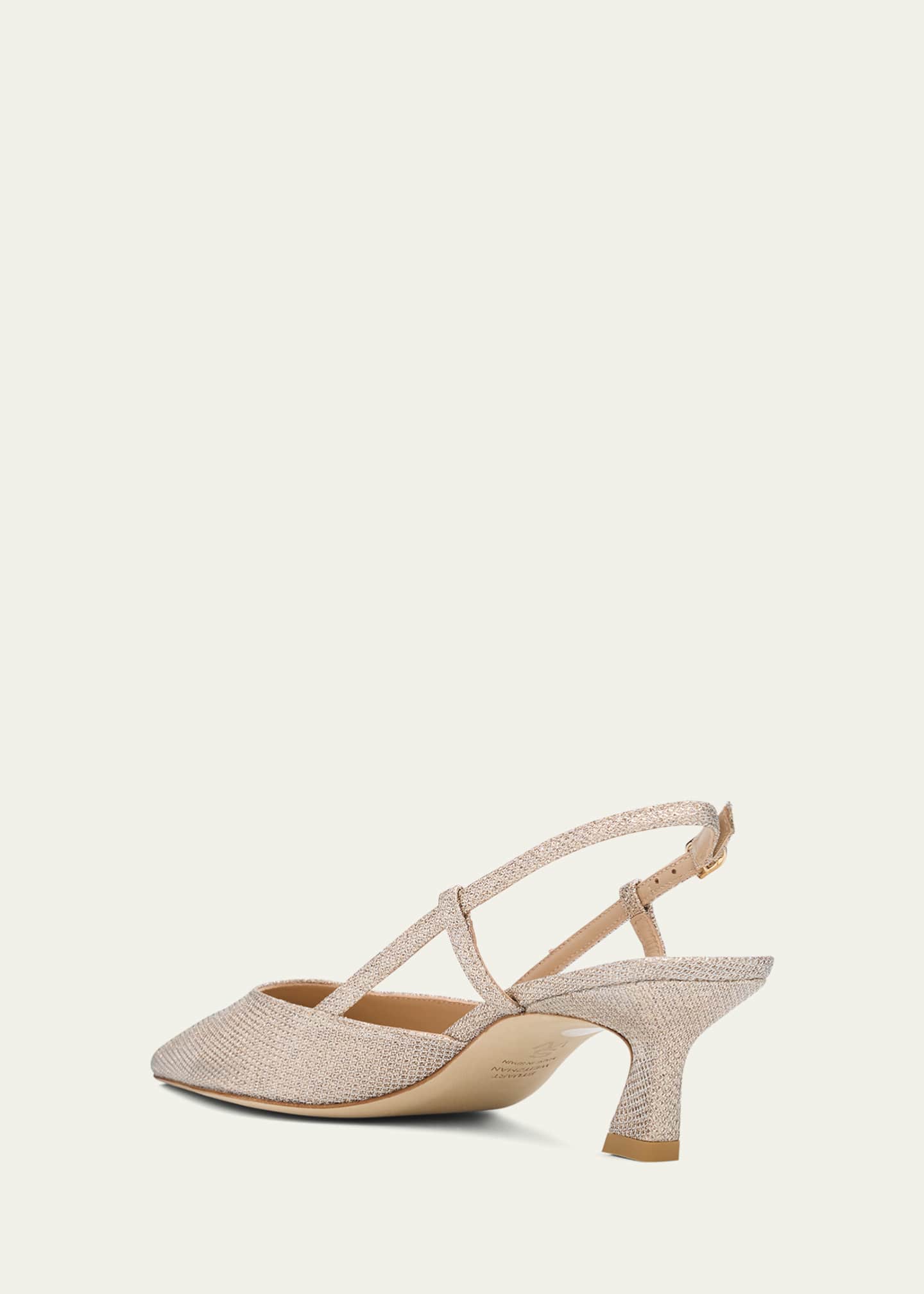 Stuart Weitzman Vinnie Metallic Kitten Slingback Pumps Image 4 of 6