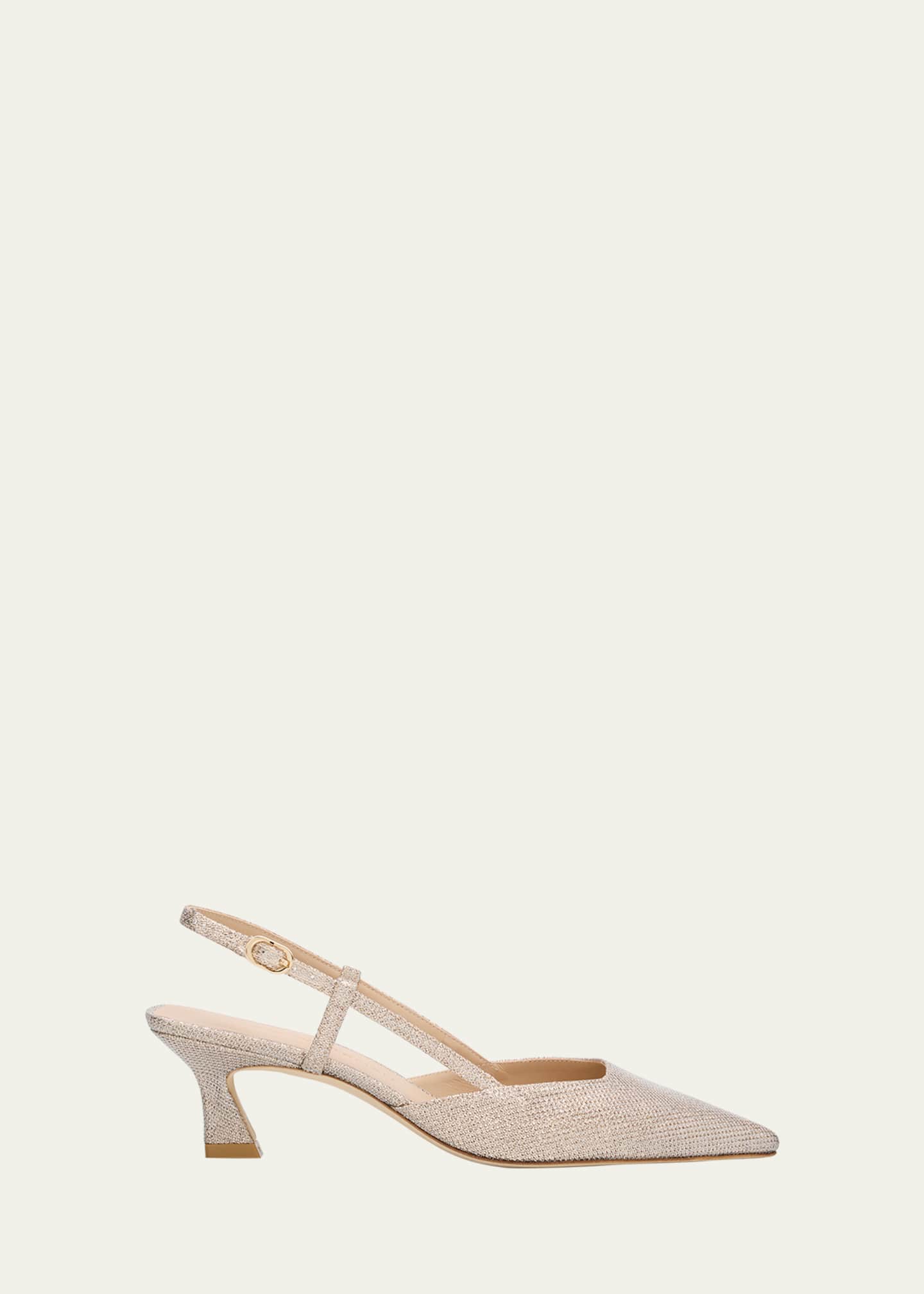 Stuart Weitzman Vinnie Metallic Kitten Slingback Pumps Image 1 of 6