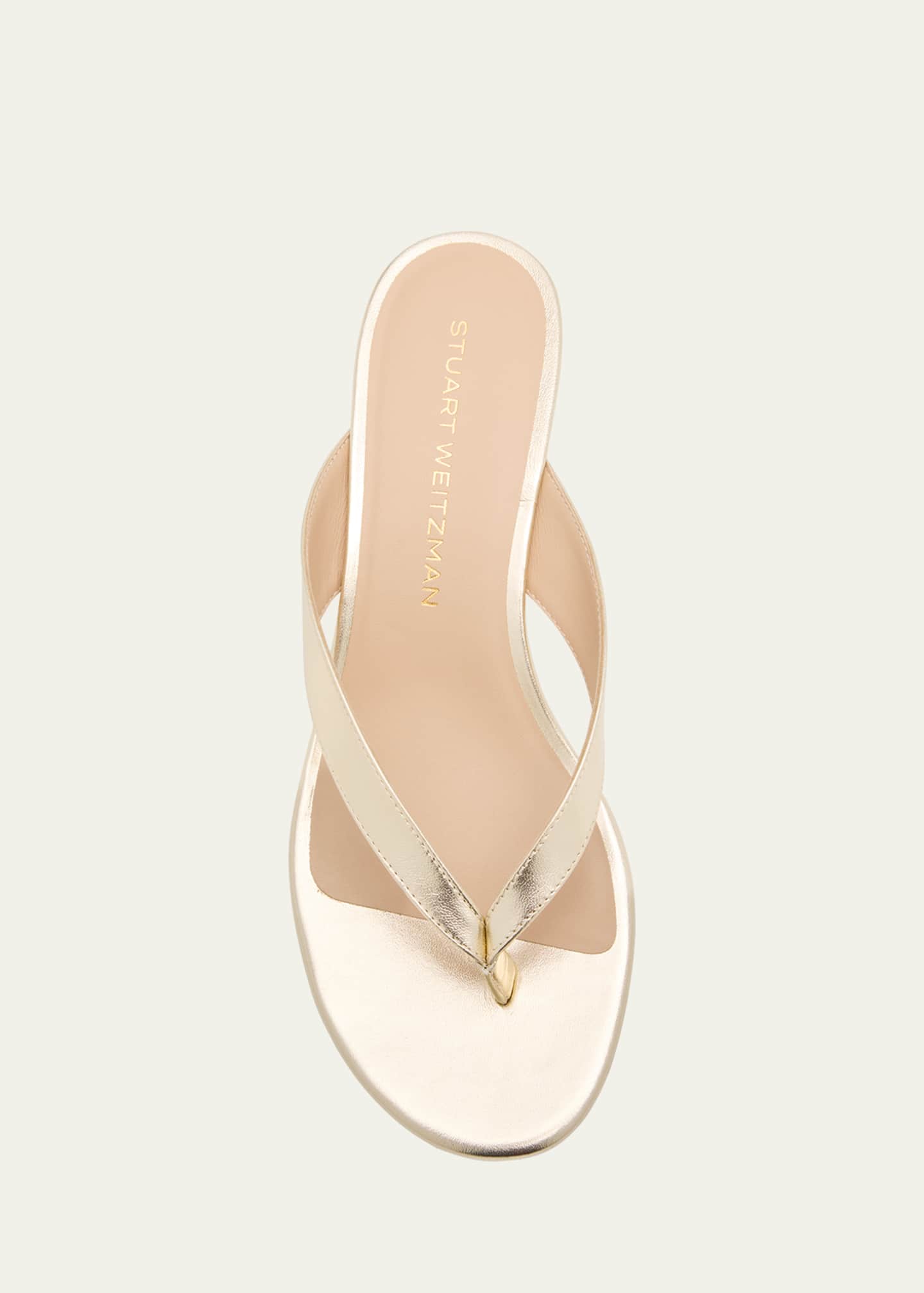 Stuart Weitzman Rio Metallic Kitten-Heel Thong Sandals Image 6 of 6