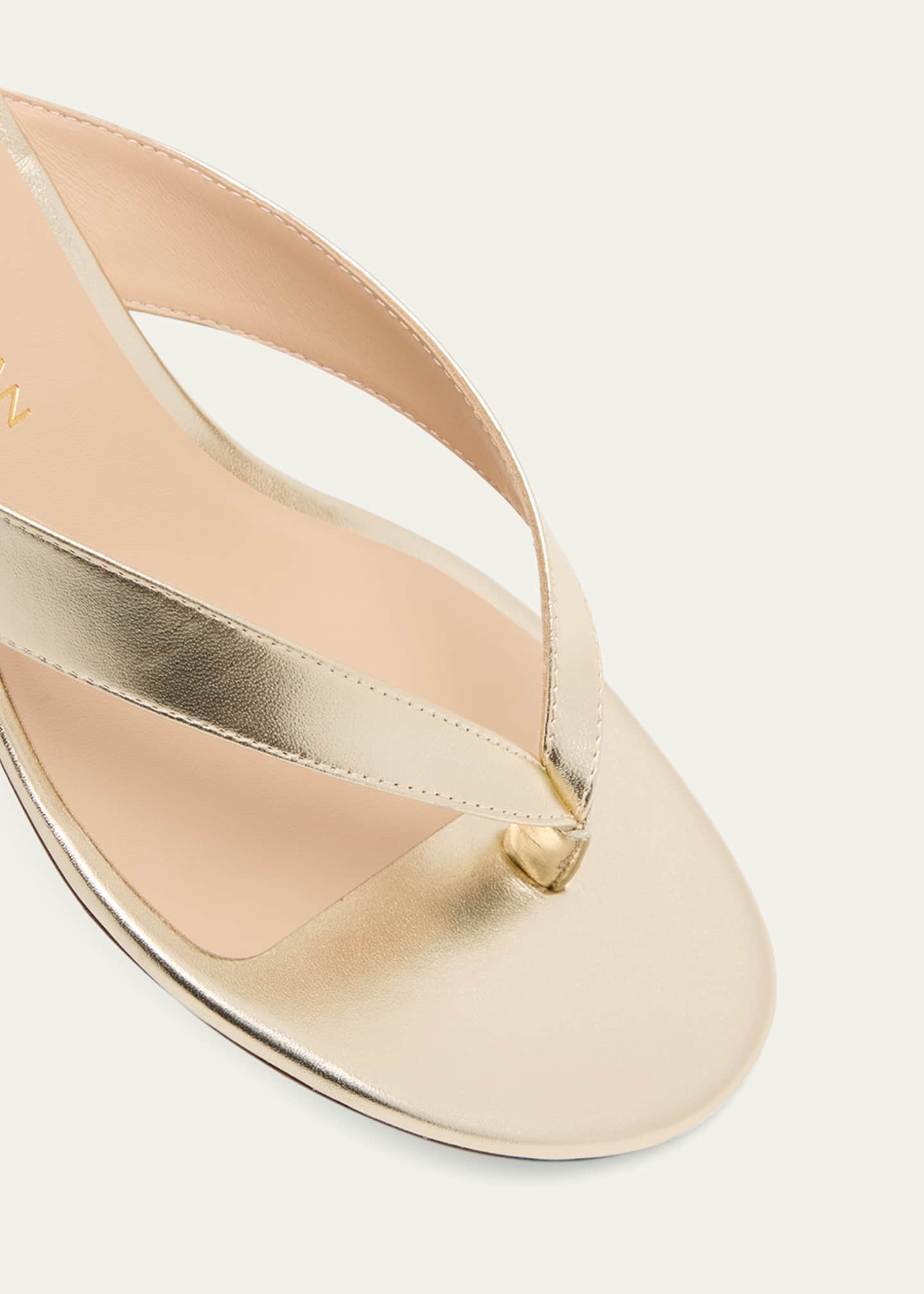 Stuart Weitzman Rio Metallic Kitten-Heel Thong Sandals Image 5 of 6