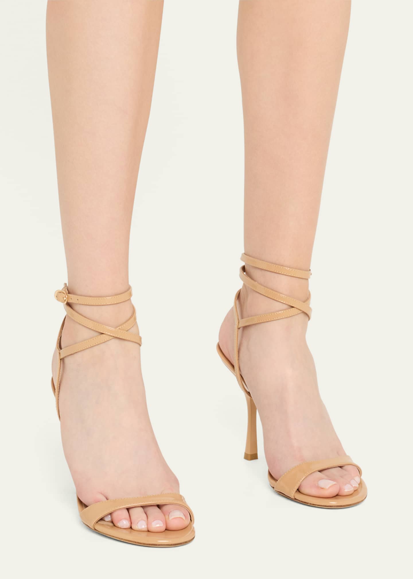 Stuart Weitzman Nudist Patent Ankle-Strap Sandals Image 2 of 6