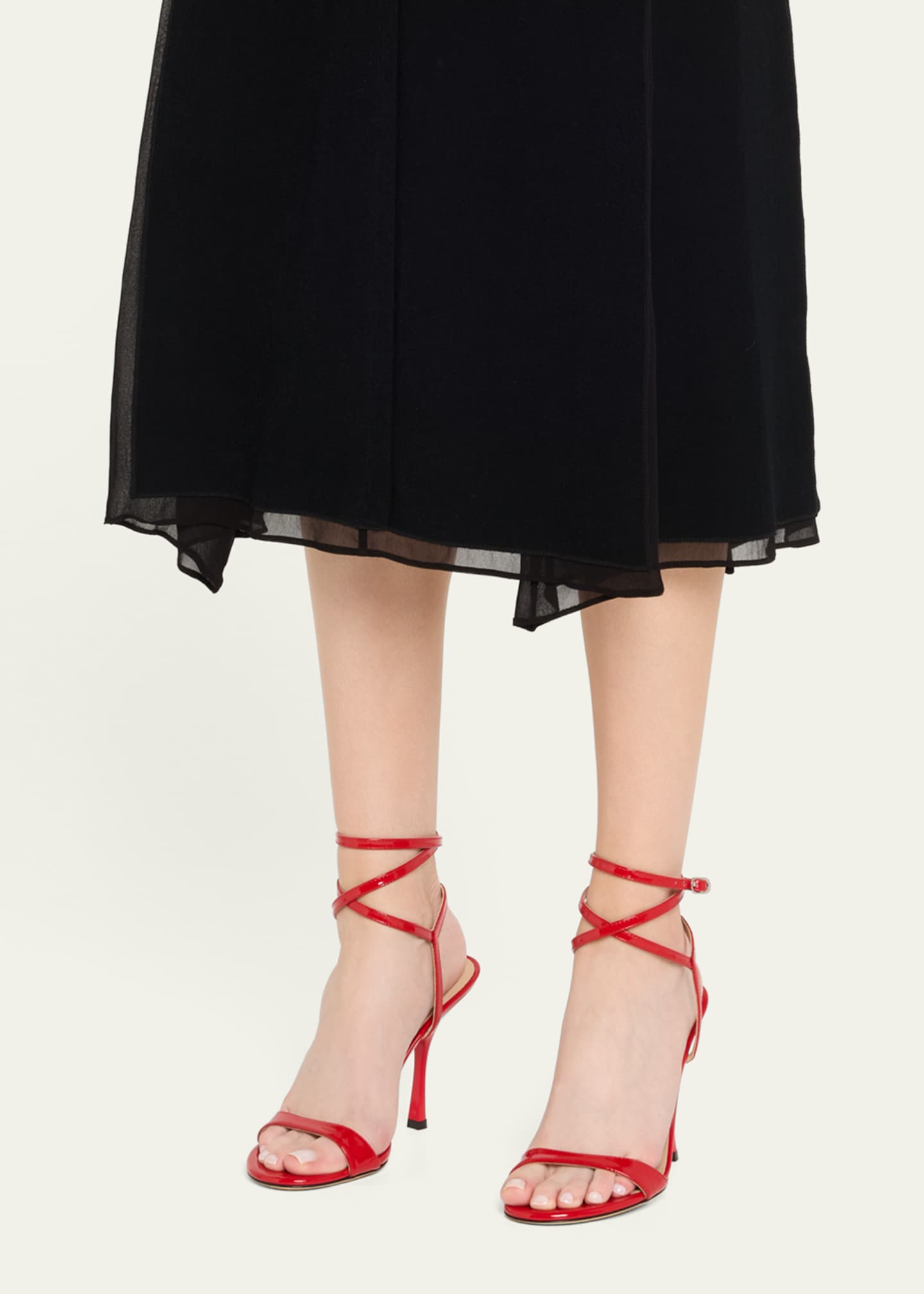 Stuart Weitzman Nudist Patent Ankle-Strap Sandals Image 2 of 6