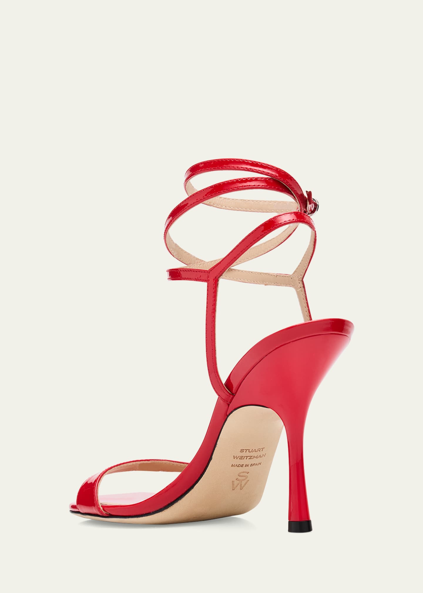 Stuart Weitzman Nudist Patent Ankle-Strap Sandals Image 4 of 6