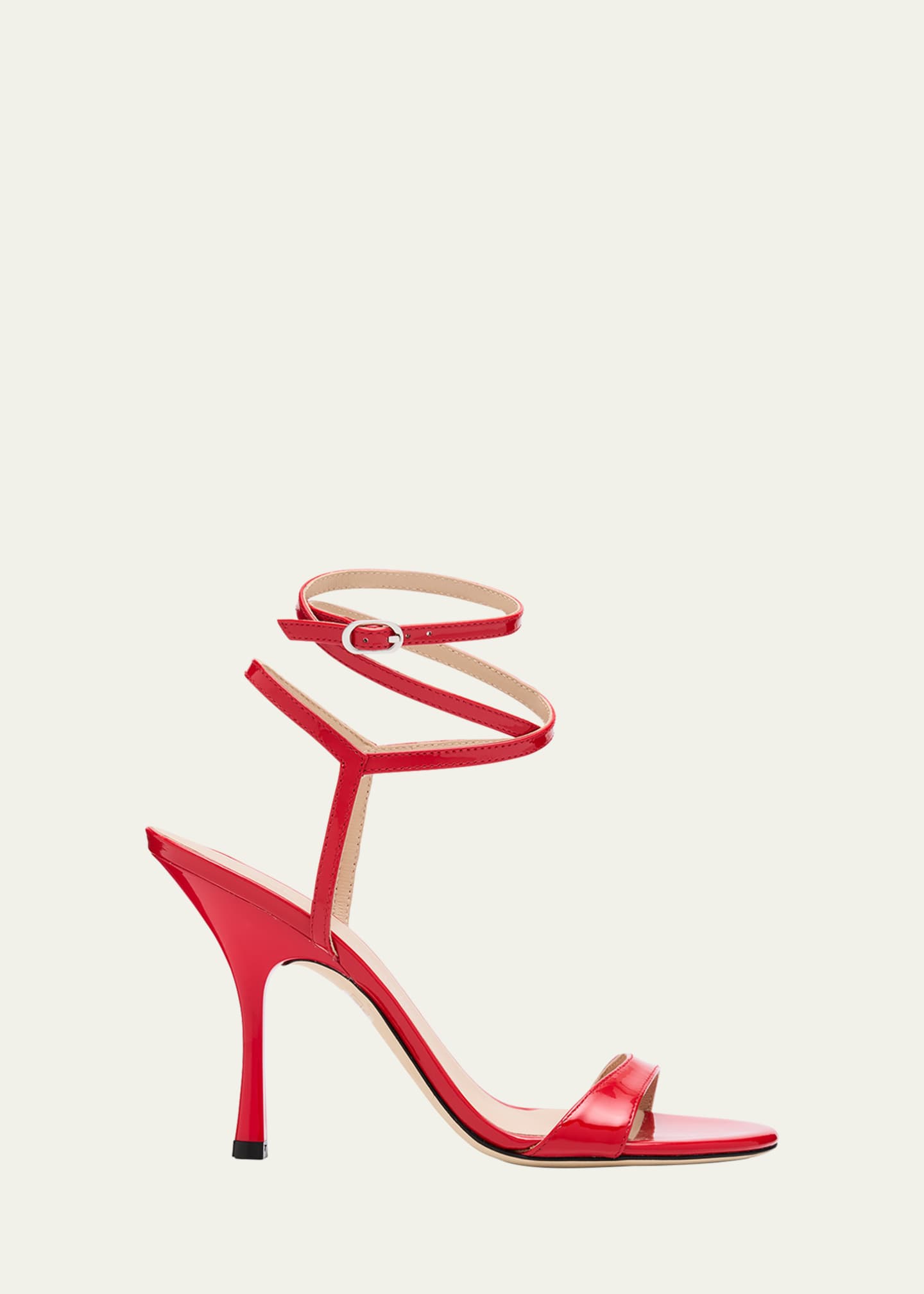 Stuart Weitzman Nudist Patent Ankle-Strap Sandals Image 1 of 6