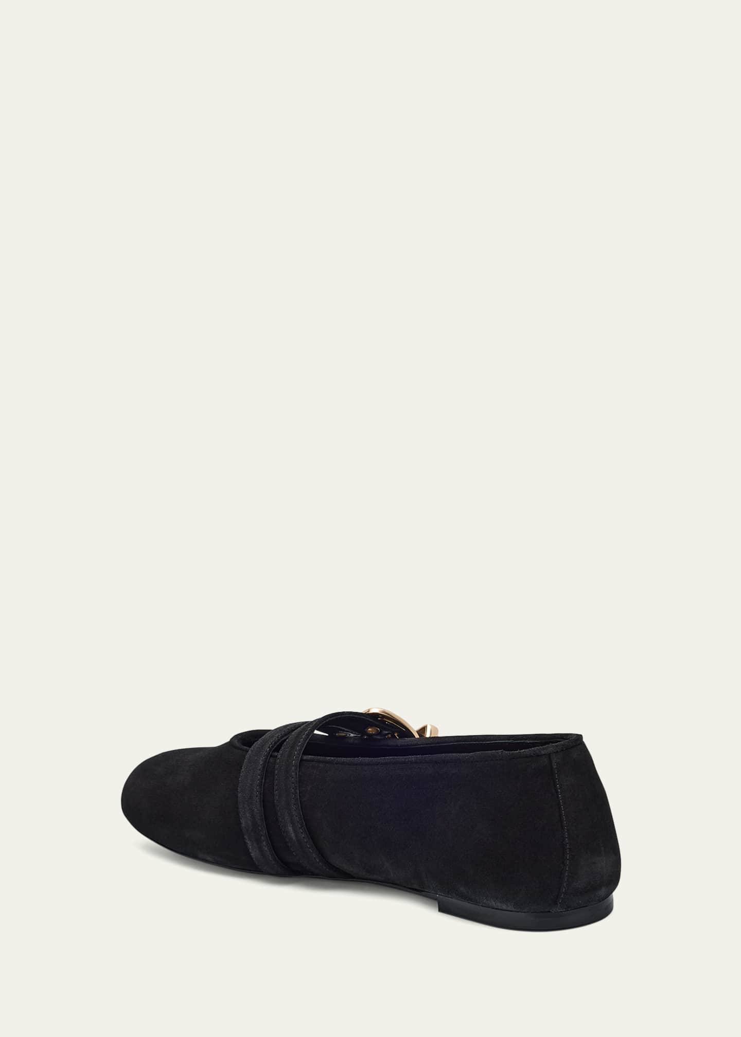 Stuart Weitzman Maven Suede Buckle Mary Jane Ballerina Flats Image 4 of 6