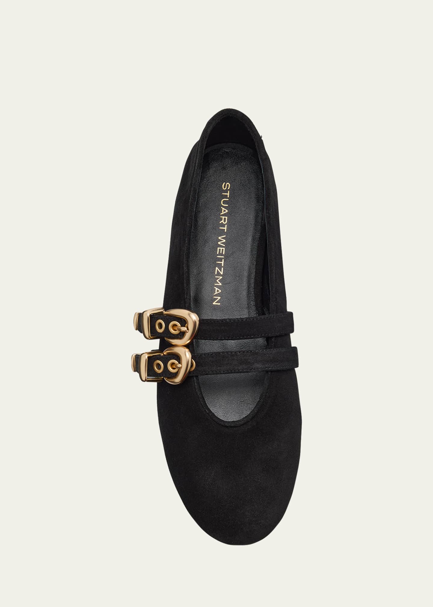 Stuart Weitzman Maven Suede Buckle Mary Jane Ballerina Flats Image 6 of 6