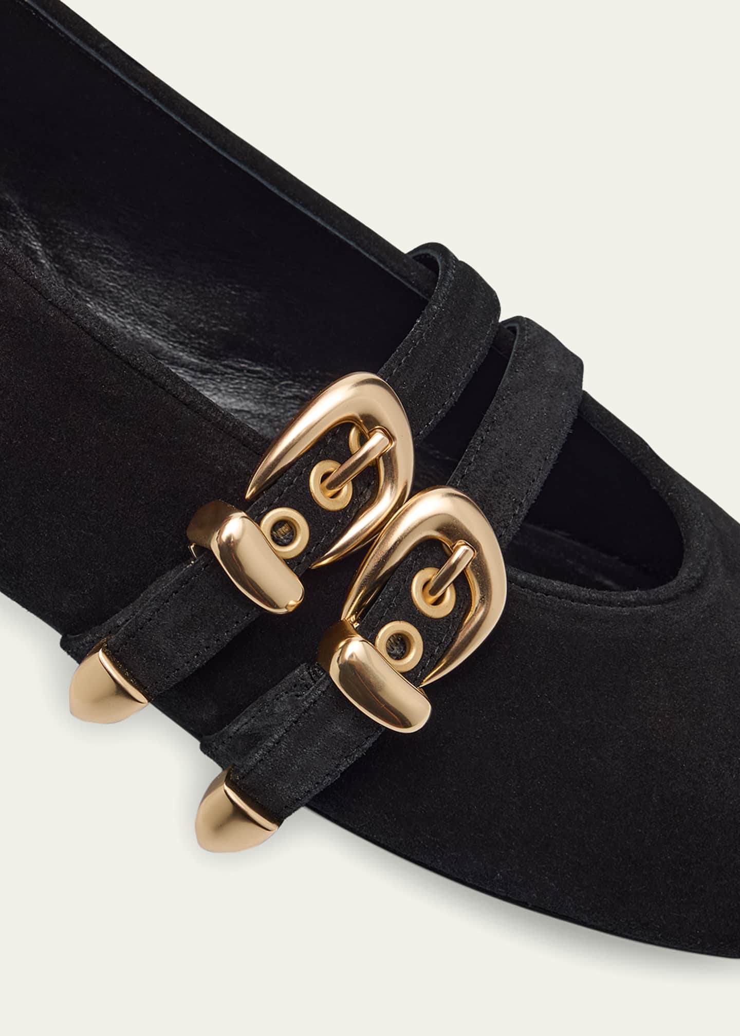 Stuart Weitzman Maven Suede Buckle Mary Jane Ballerina Flats Image 5 of 6