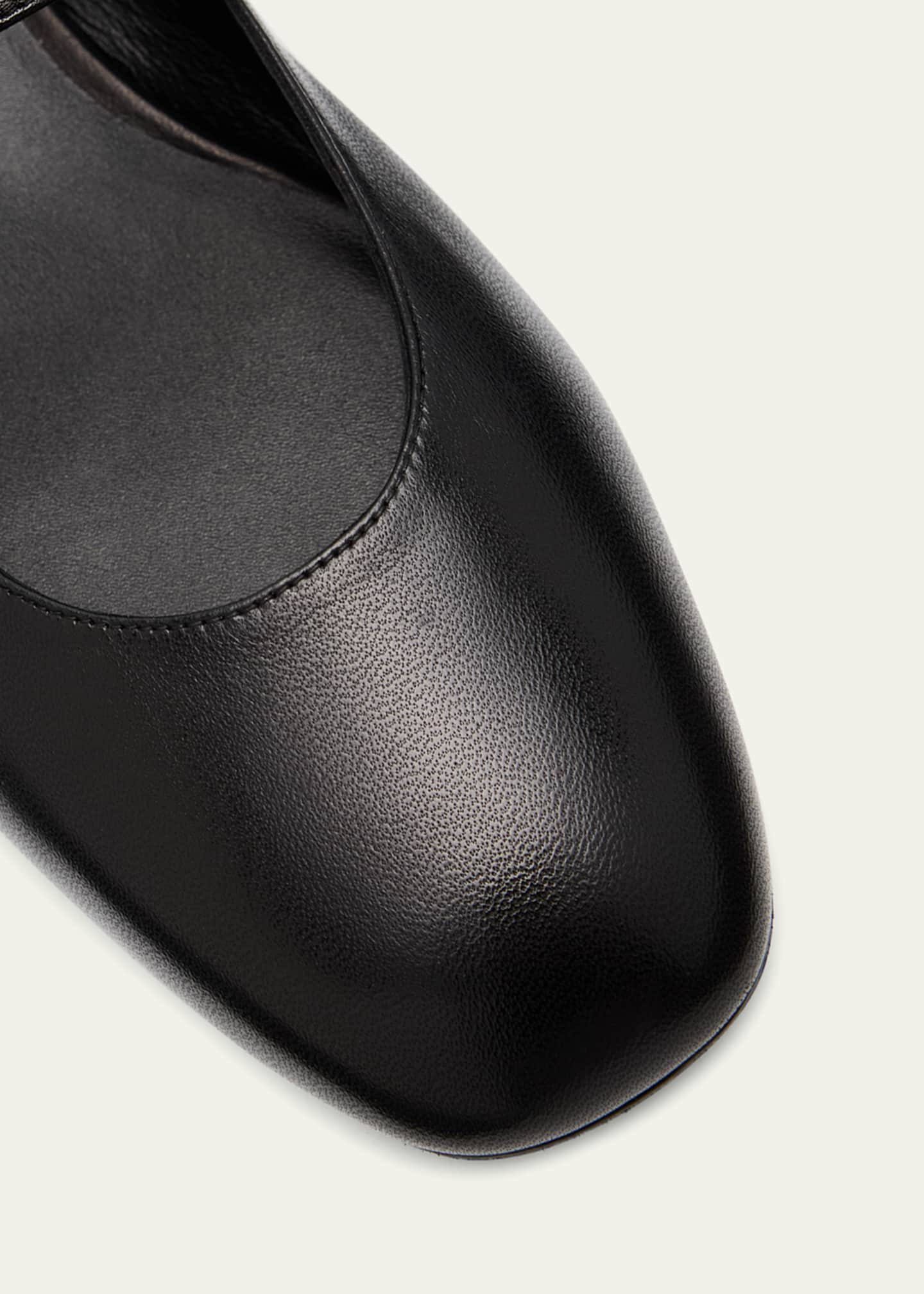 Stuart Weitzman Supermoto Leather Mary Jane Ballerina Flats Image 5 of 6
