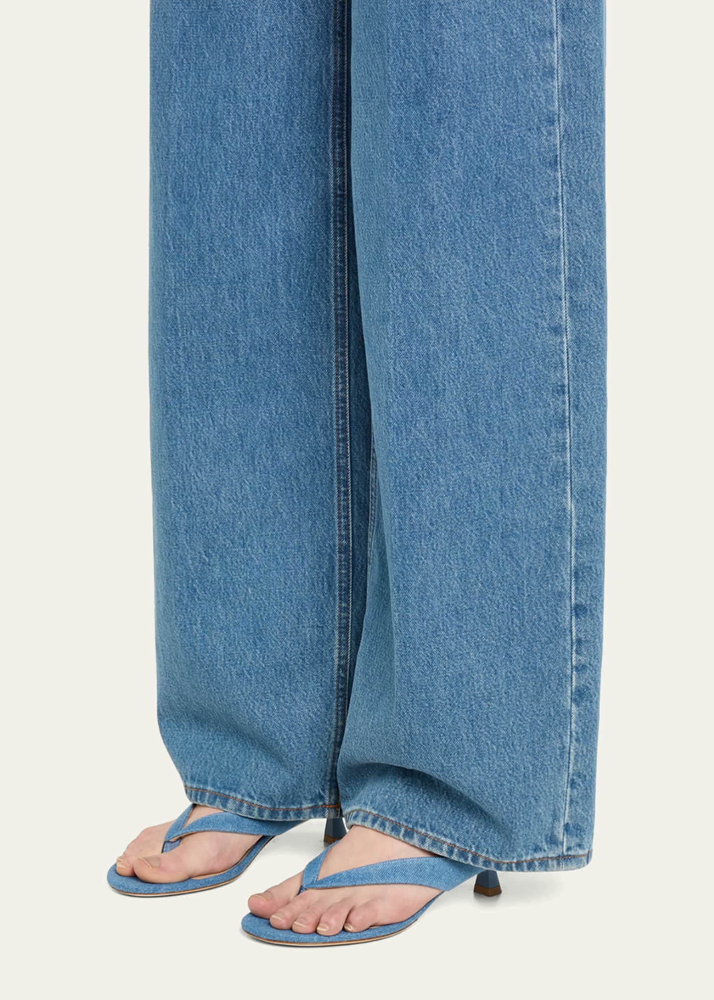 Stuart Weitzman Rio Denim Kitten-Heel Thong Sandals Image 2 of 6