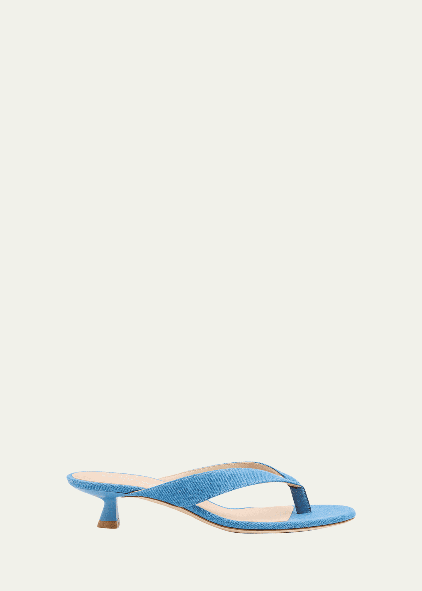 Stuart Weitzman Rio Denim Kitten-Heel Thong Sandals Image 1 of 6