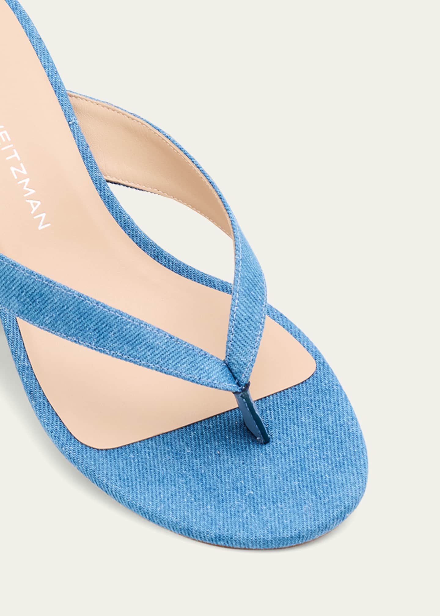 Stuart Weitzman Rio Denim Kitten-Heel Thong Sandals Image 5 of 6