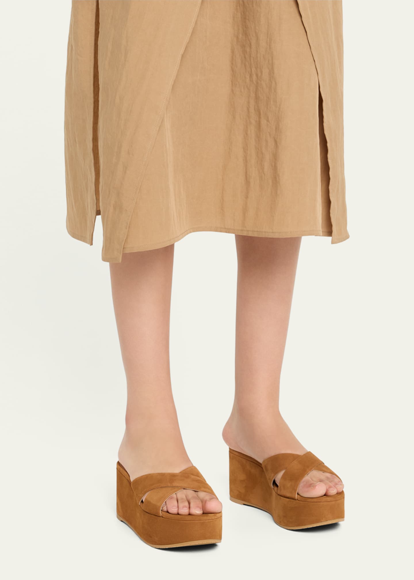Stuart Weitzman Dayna Suede Crisscross Wedge Sandals Image 2 of 6