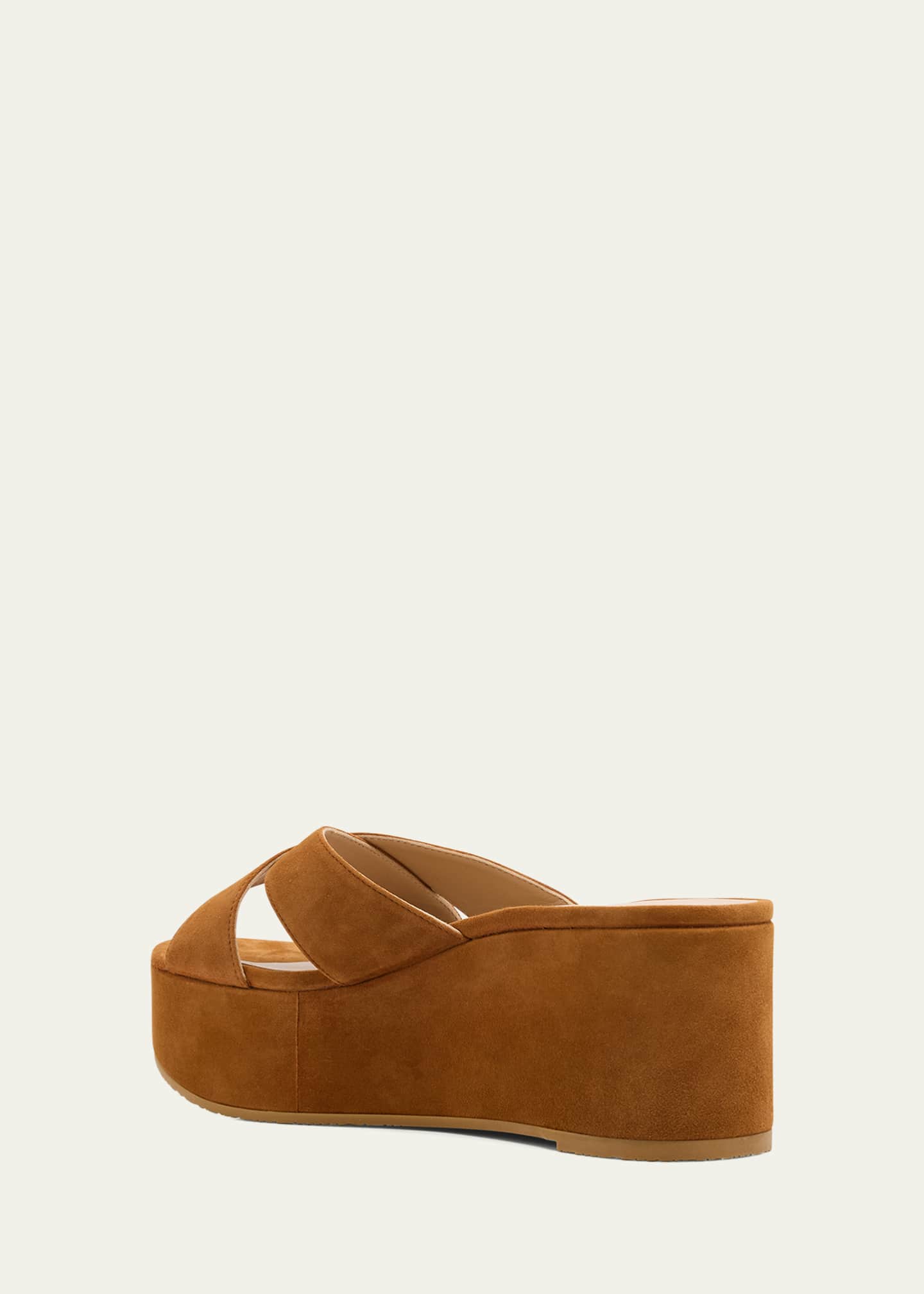 Stuart Weitzman Dayna Suede Crisscross Wedge Sandals Image 4 of 6