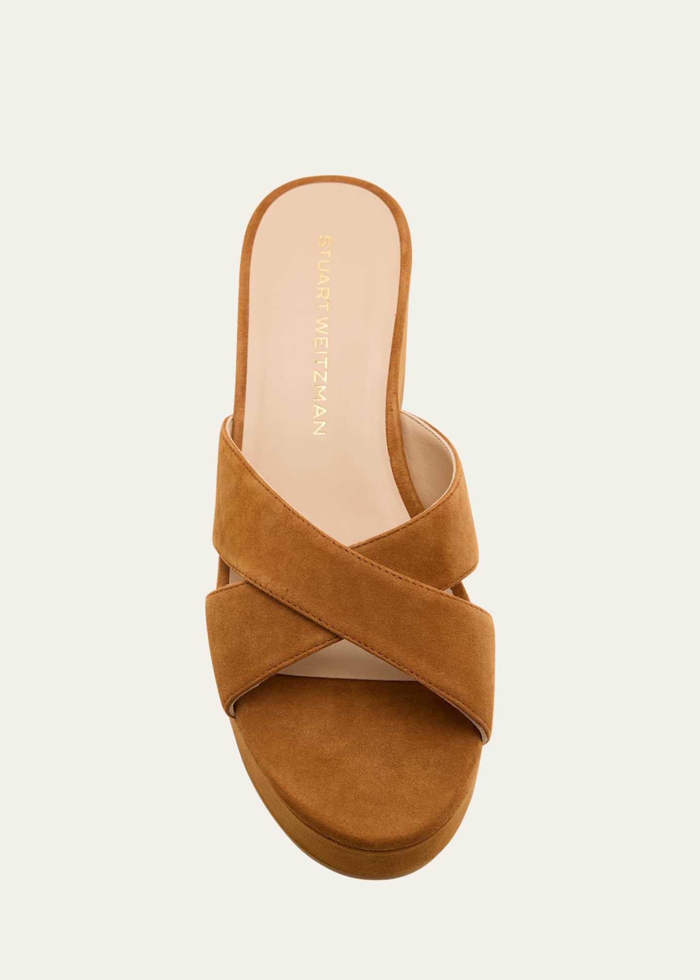 Stuart Weitzman Dayna Suede Crisscross Wedge Sandals Image 6 of 6