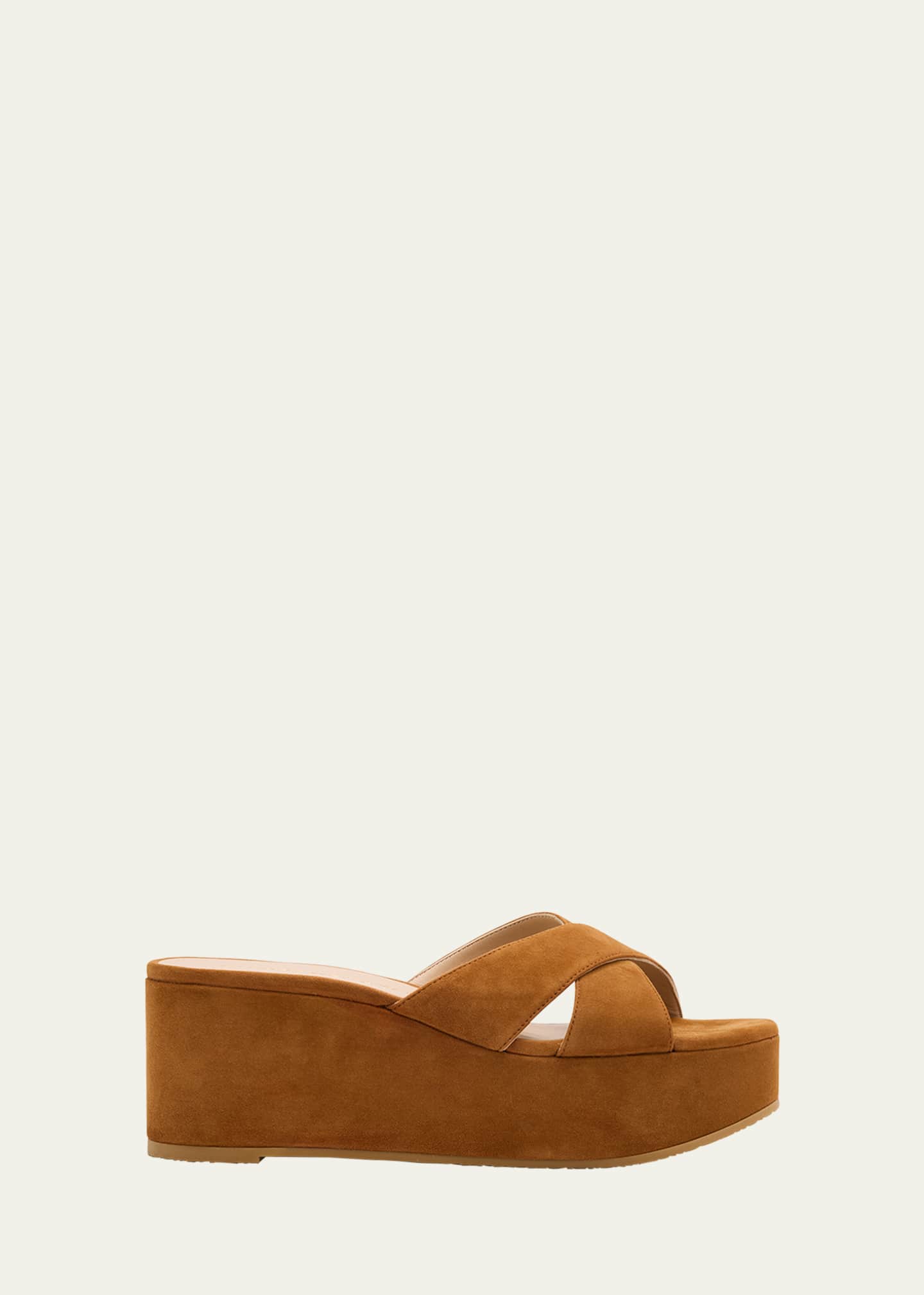 Stuart Weitzman Dayna Suede Crisscross Wedge Sandals Image 1 of 6