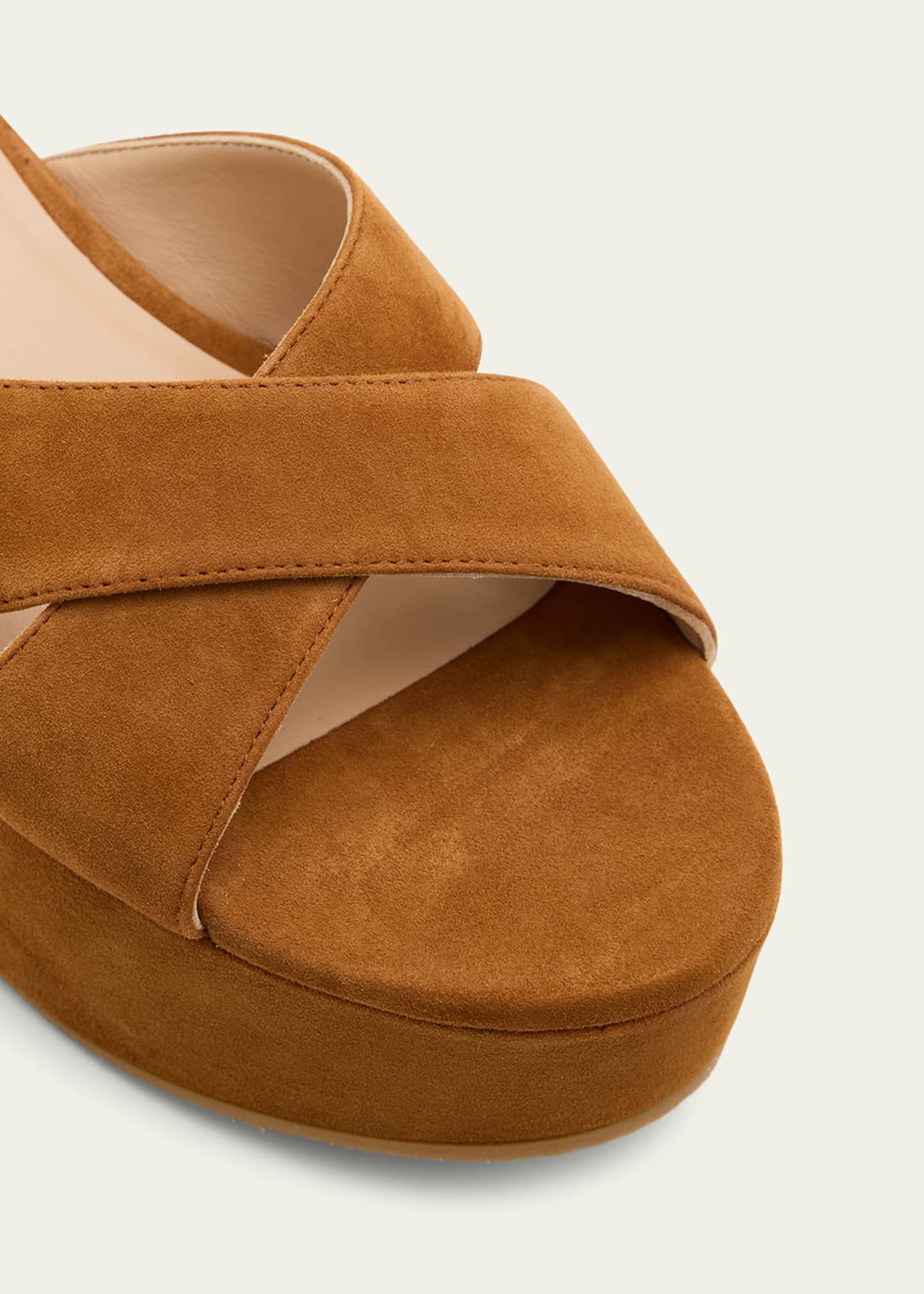 Stuart Weitzman Dayna Suede Crisscross Wedge Sandals Image 5 of 6
