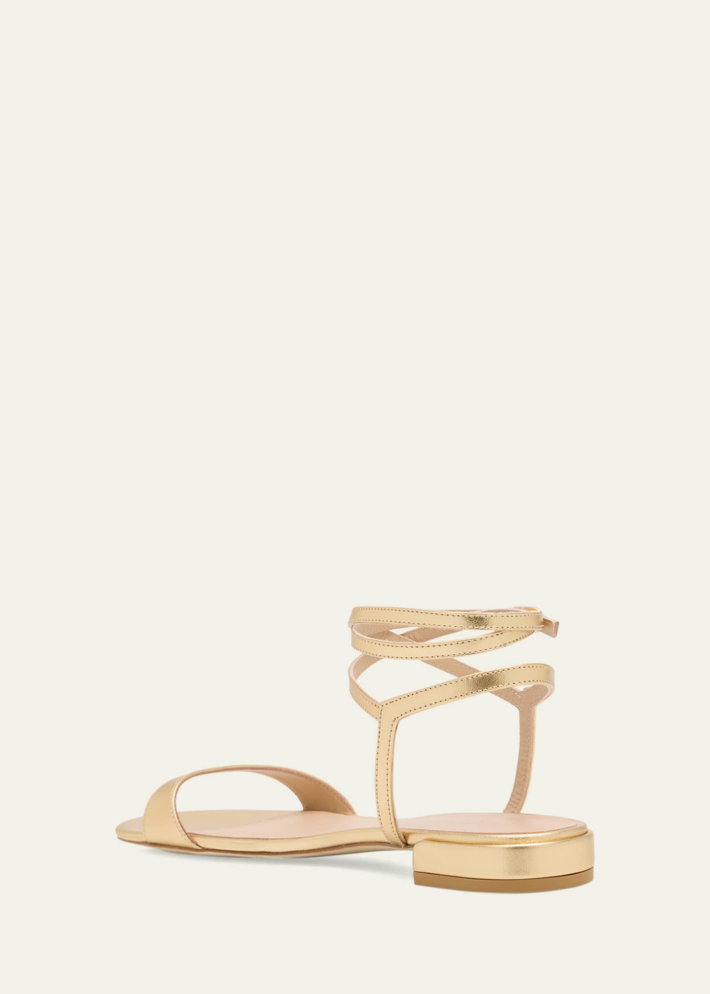 Stuart Weitzman Nudist Metallic Ankle-Wrap Sandals Image 4 of 6