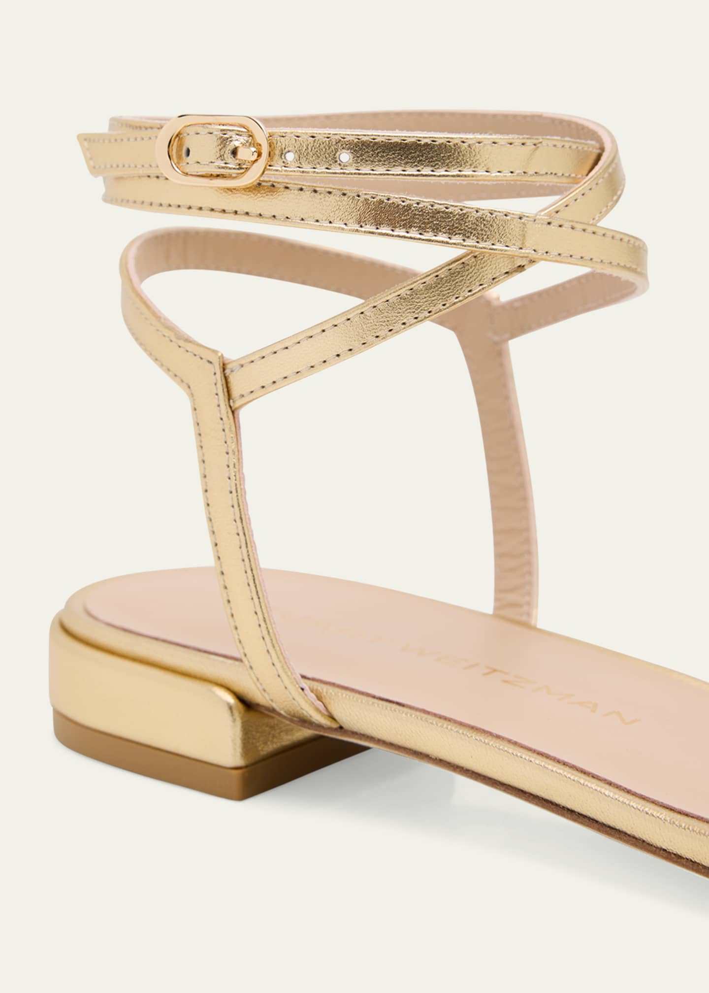 Stuart Weitzman Nudist Metallic Ankle-Wrap Sandals Image 5 of 6
