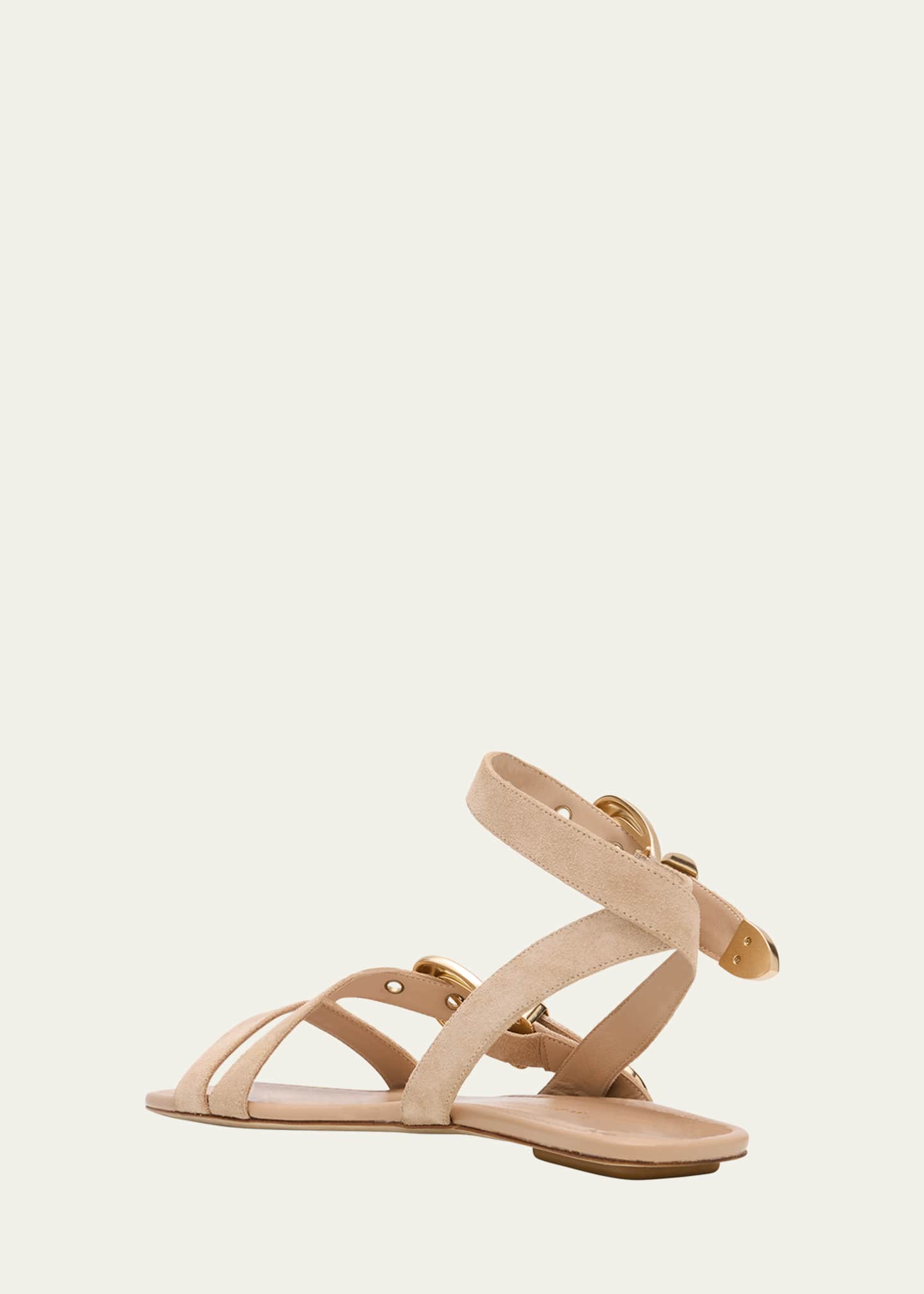 Stuart Weitzman Maven Suede Buckle Flat Sandals Image 4 of 6