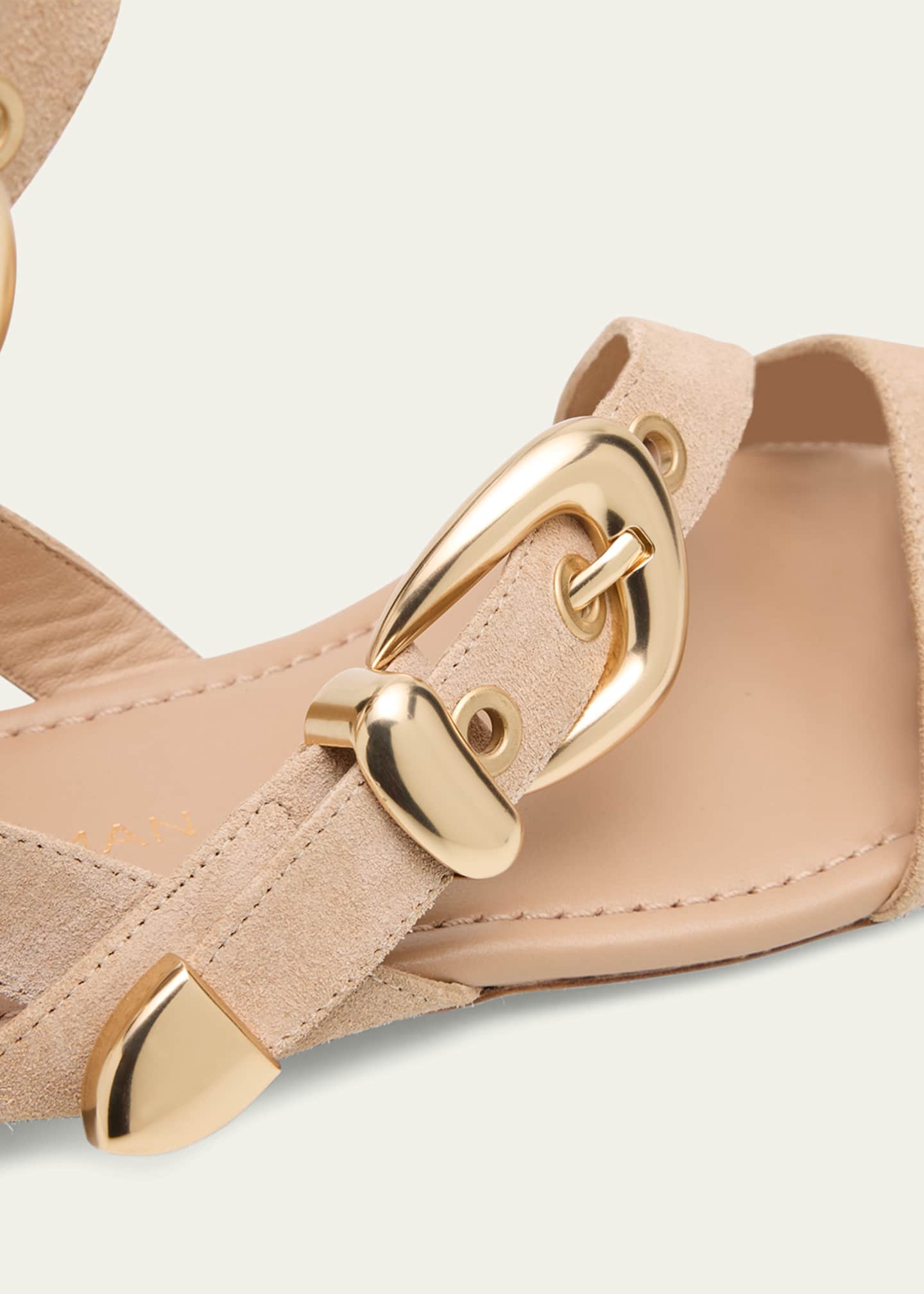 Stuart Weitzman Maven Suede Buckle Flat Sandals Image 5 of 6