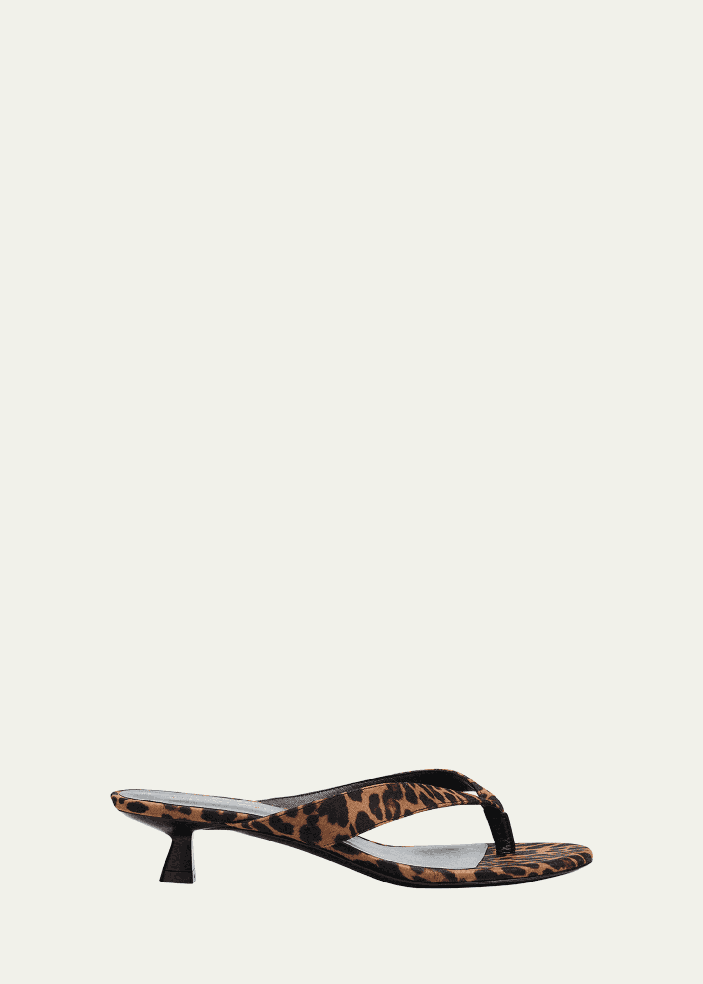 Stuart Weitzman Rio Leopard-Print Nylon Kitten-Heel Thong Sandals Image 1 of 6