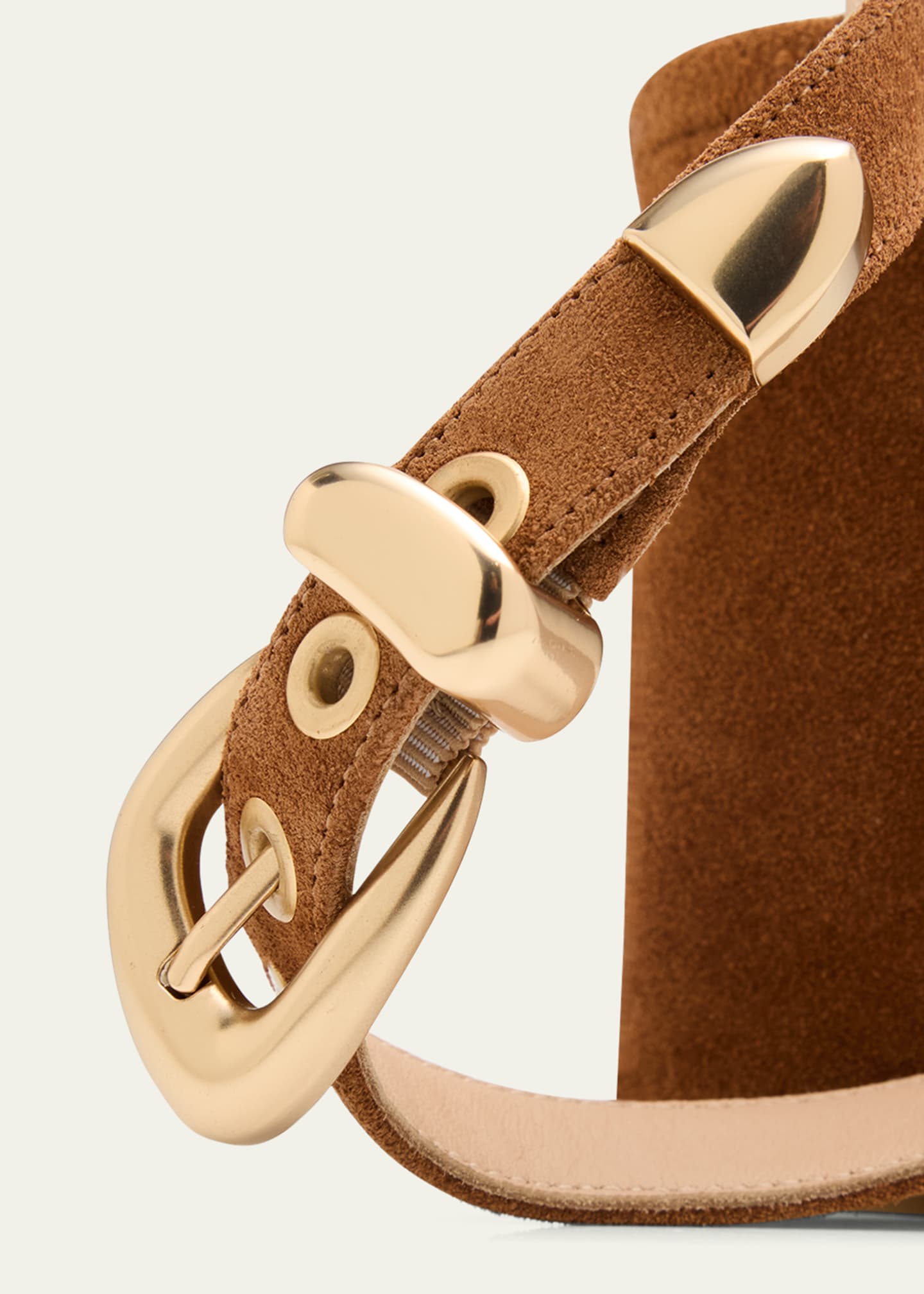 Stuart Weitzman Maven Suede Buckle Block-Heel Sandals Image 5 of 6