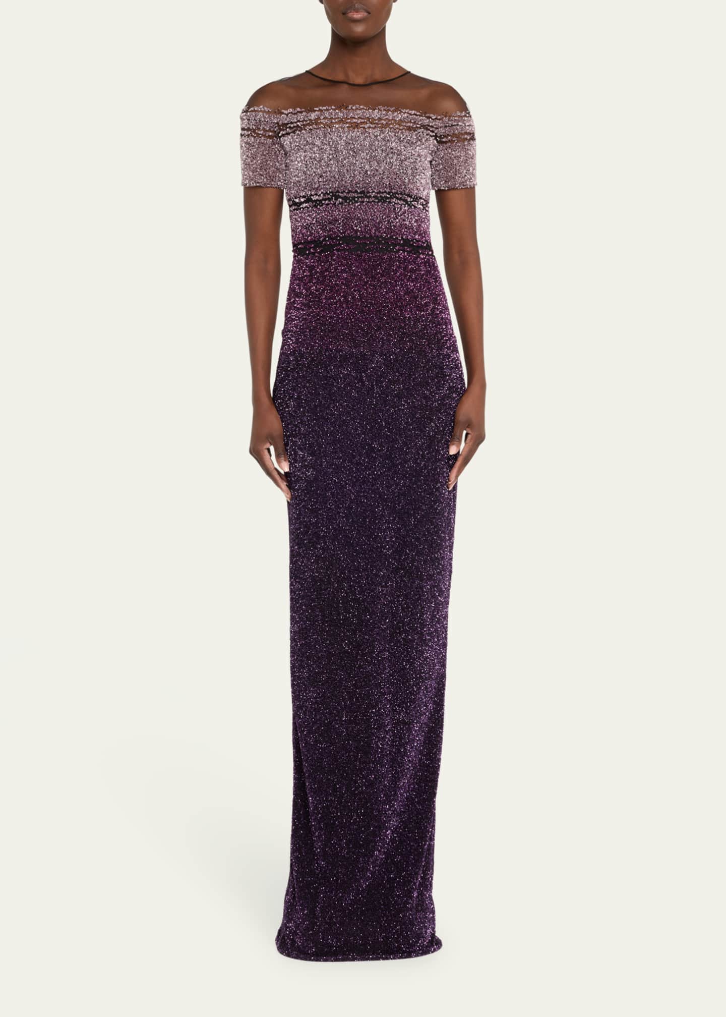 Pamella Roland Signature Sequined Ombre Gown Image 2 of 5