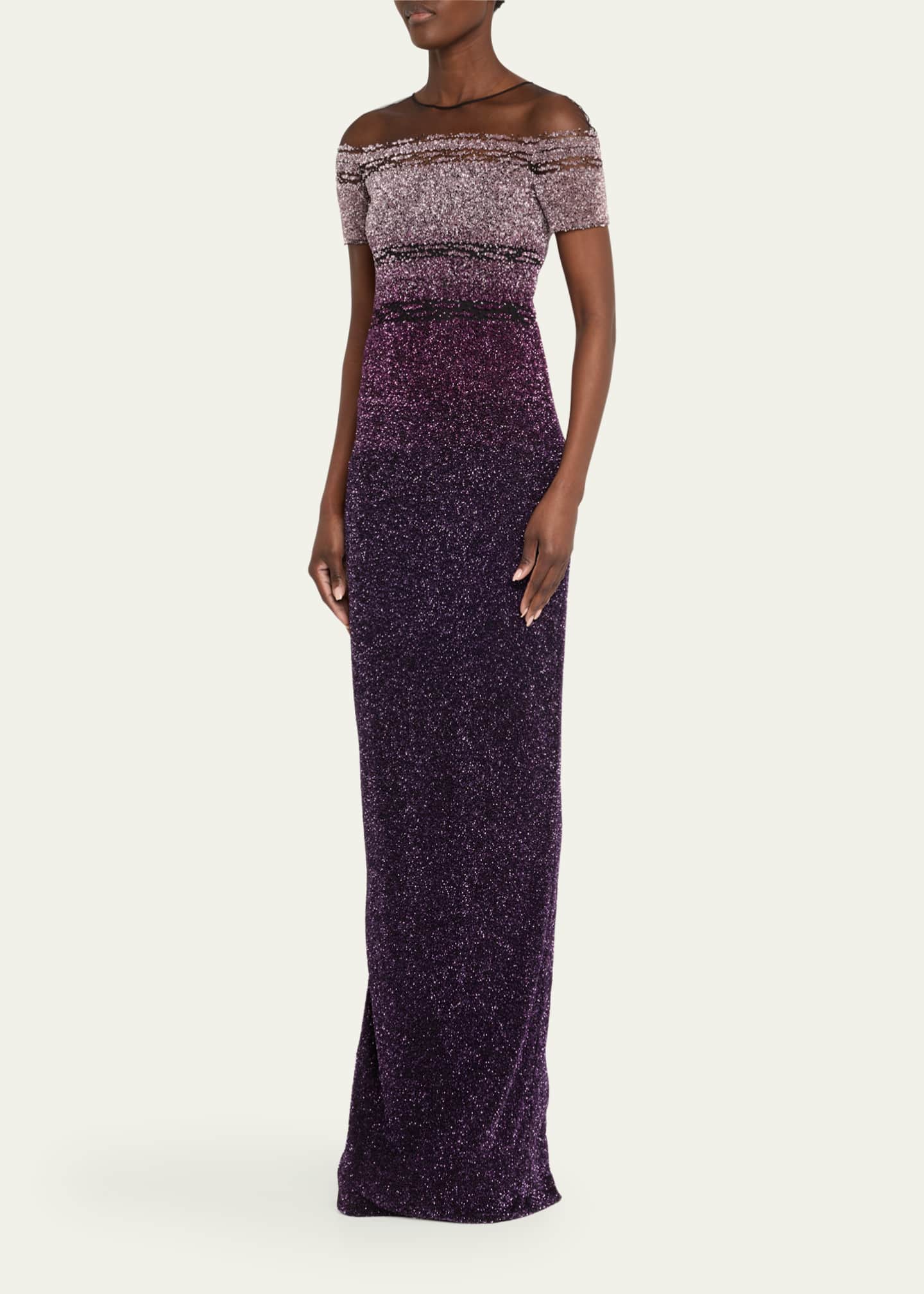 Pamella Roland Signature Sequined Ombre Gown Image 4 of 5