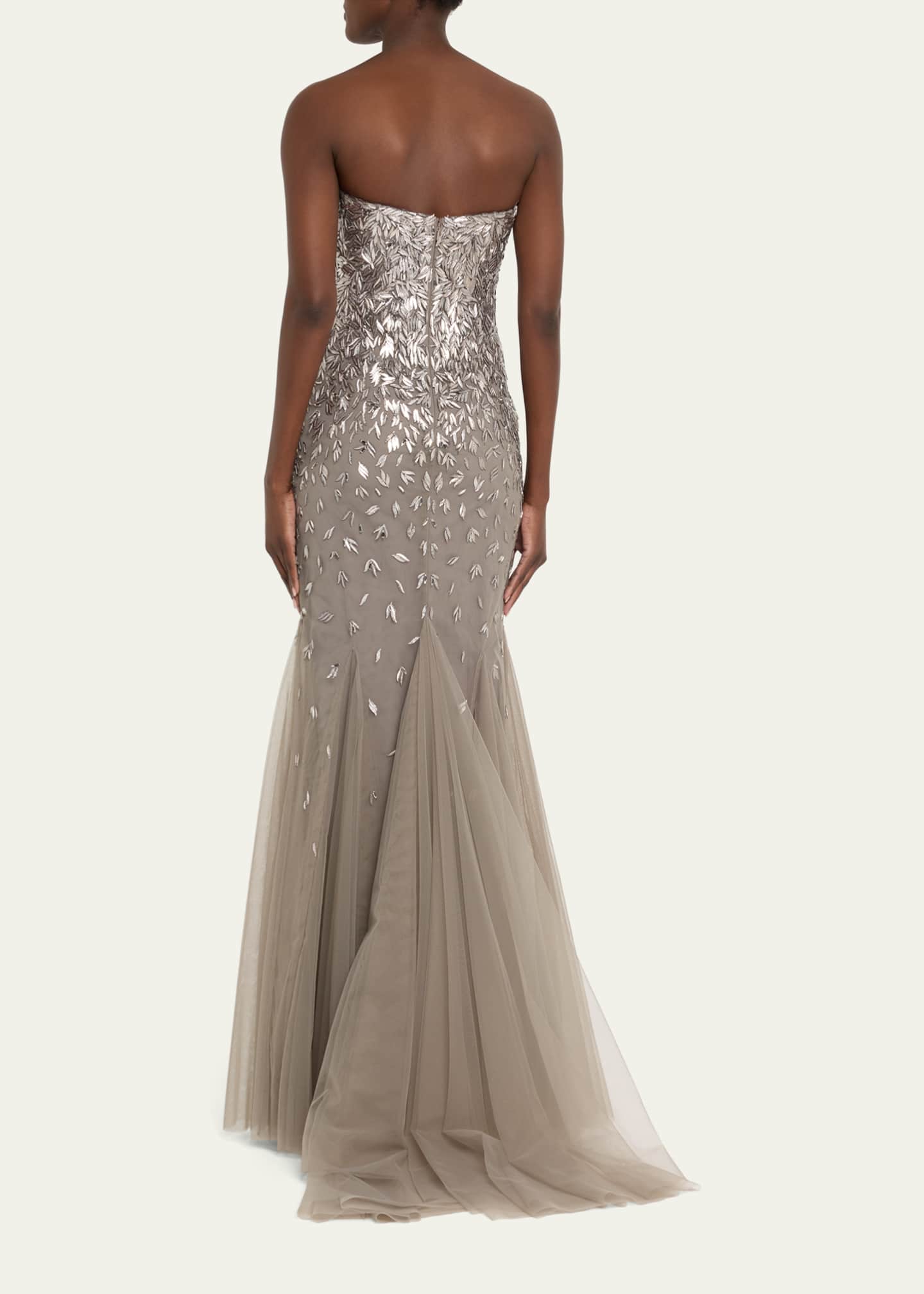 Pamella Roland Strapless Embroidered Degrade Godet Gown Image 3 of 5