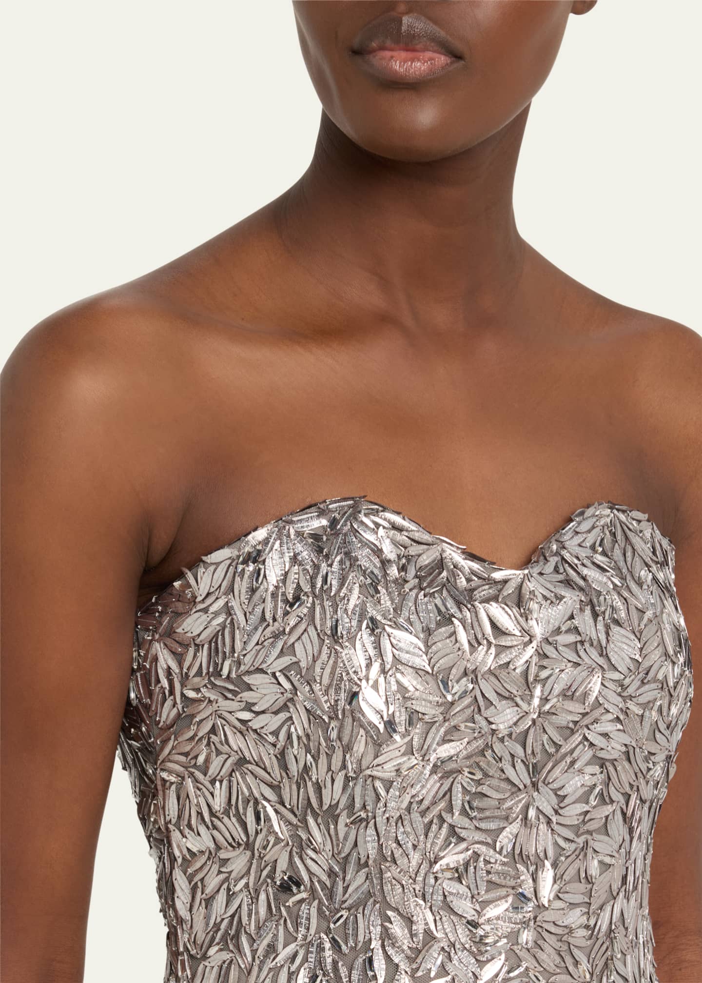 Pamella Roland Strapless Embroidered Degrade Godet Gown Image 5 of 5