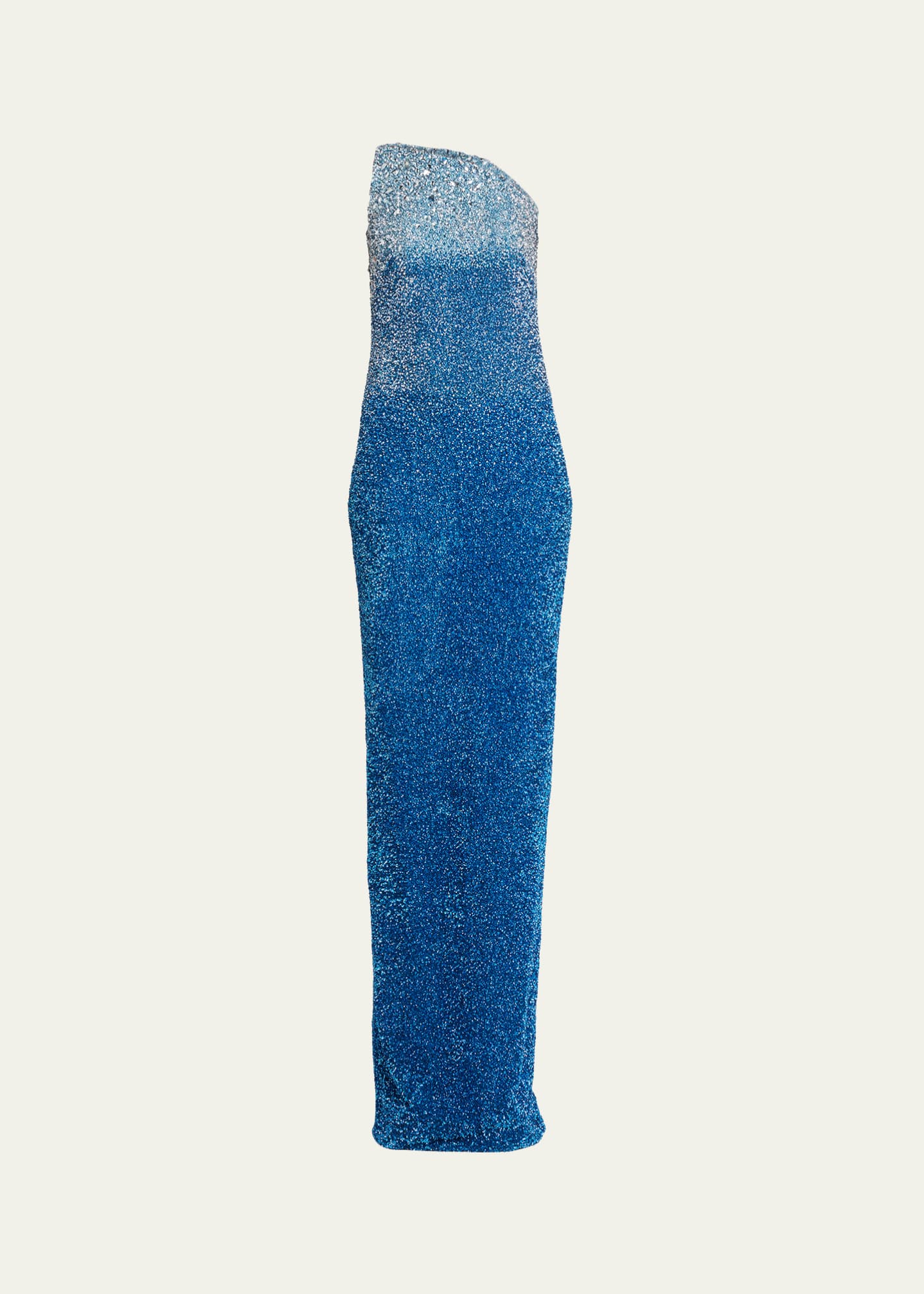 Pamella Roland Asymmetric Neckline Ombre Signature Sequined Gown Image 1 of 5