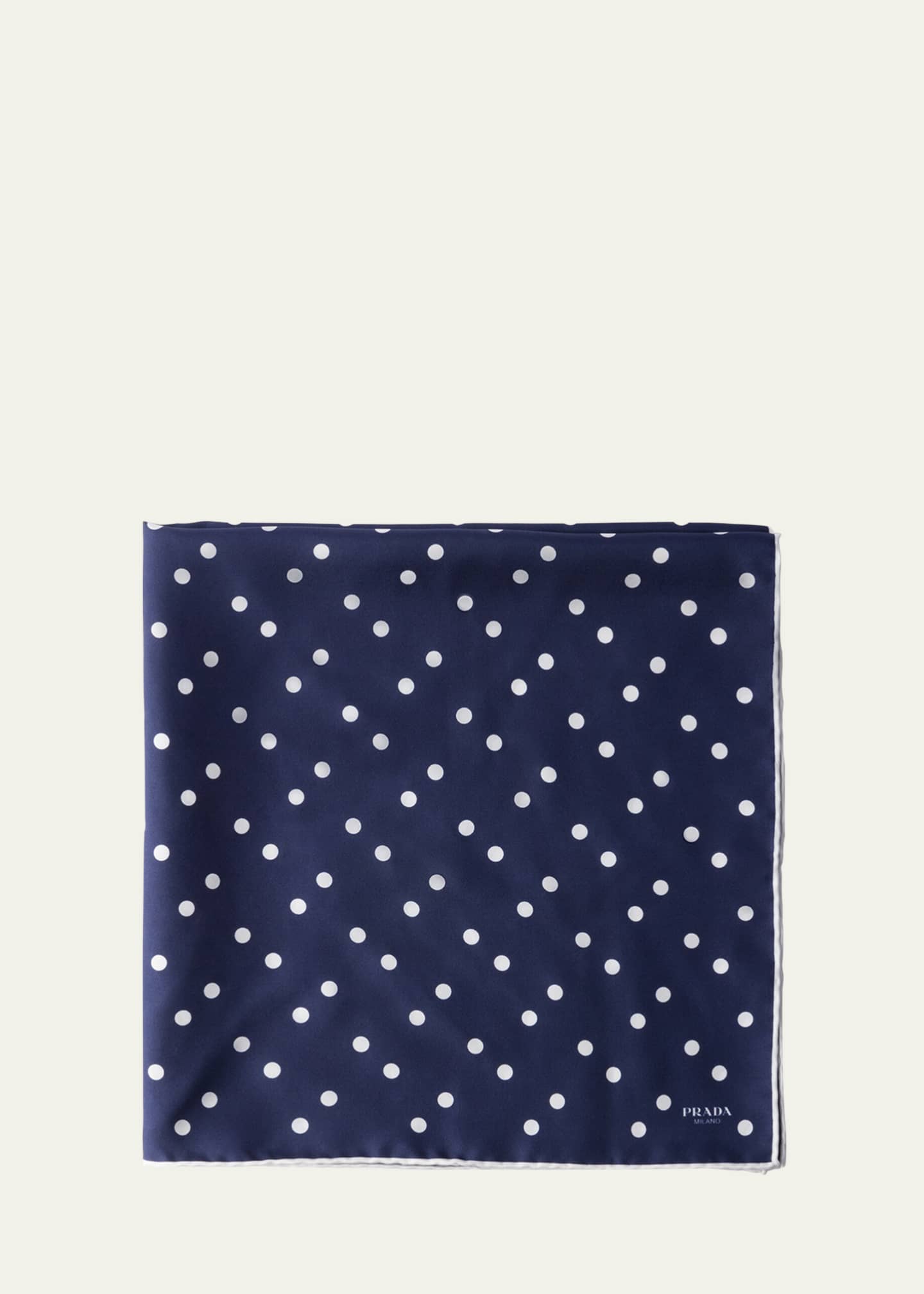 Prada Polka Dot Printed Silk Scarf Image 1 of 4