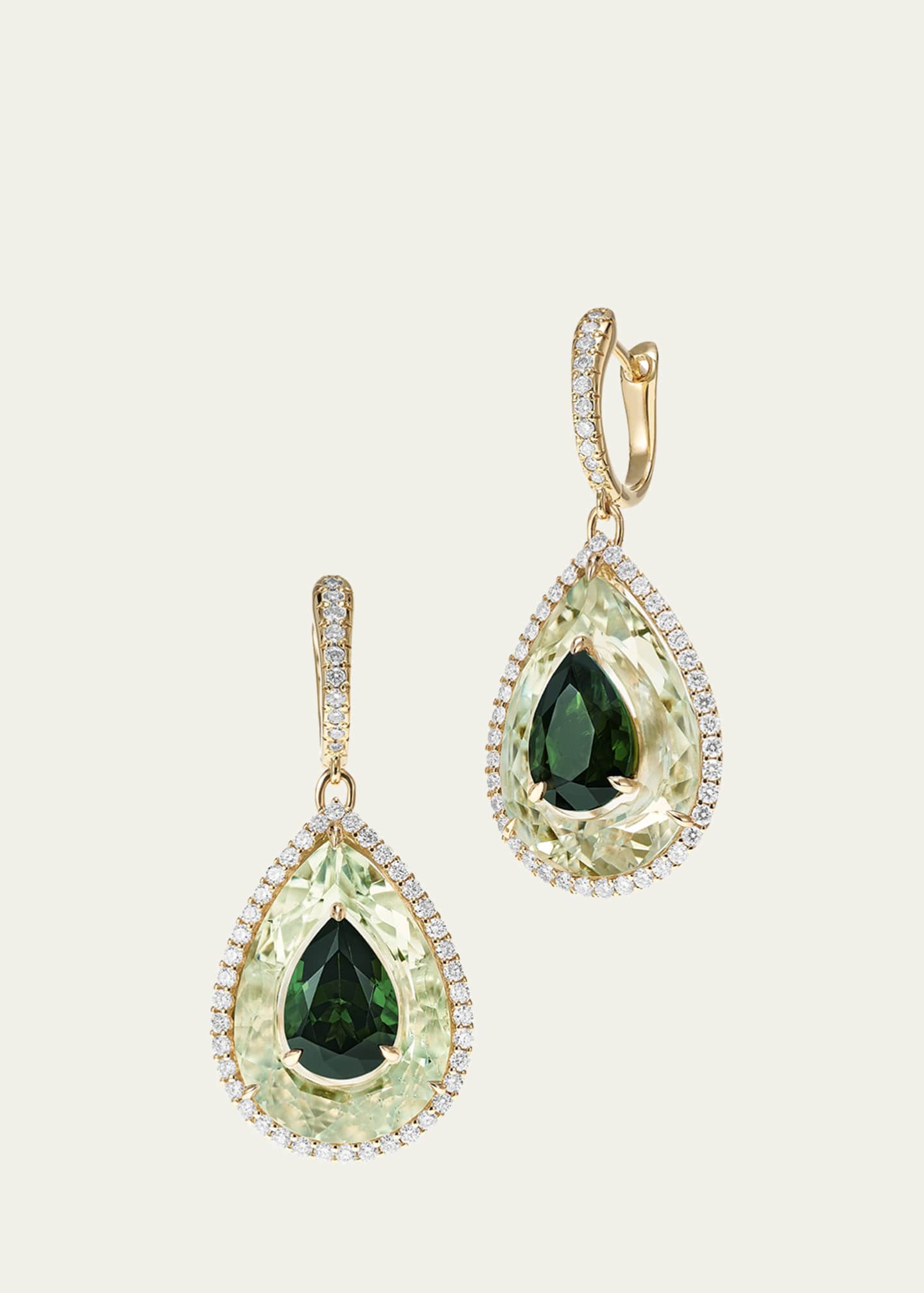 Boghossian 18K Yellow Gold Inlay Shine Earrings with Tourmaline and Quartz