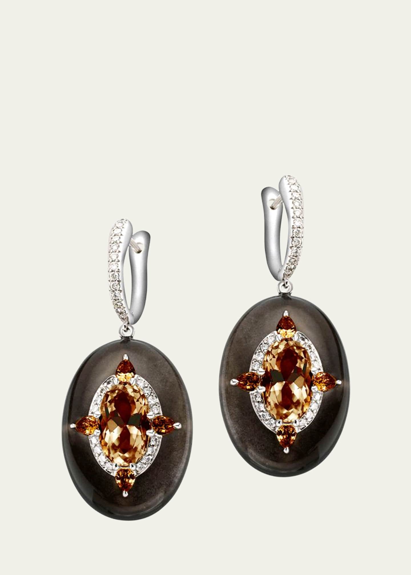 Boghossian 18K White Gold Inlay Reveal Earrings with Citrine and Black Jadeite