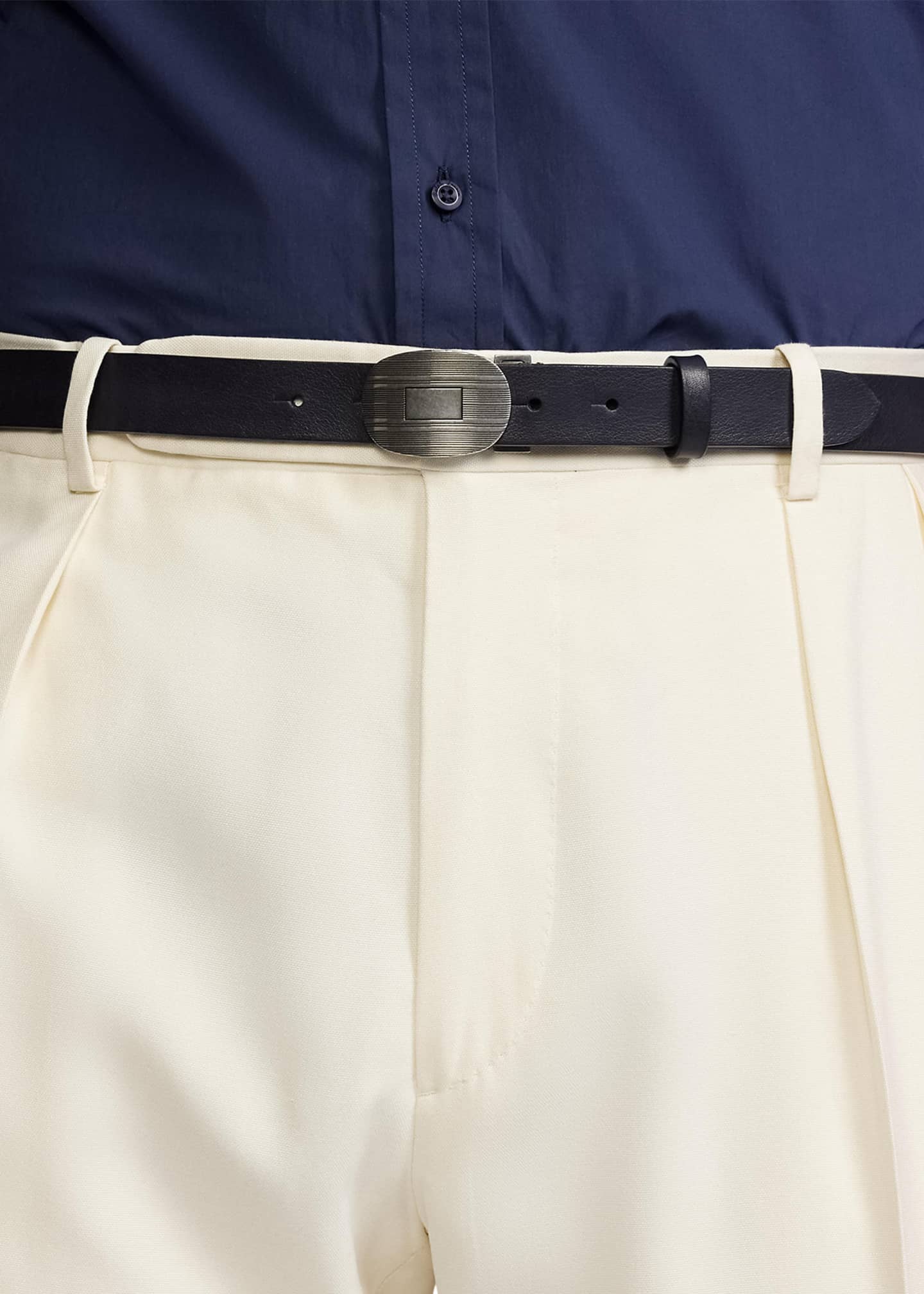 Ralph Lauren Purple Label Men's Plaque-Buckle Leather Belt Image 2 of 2