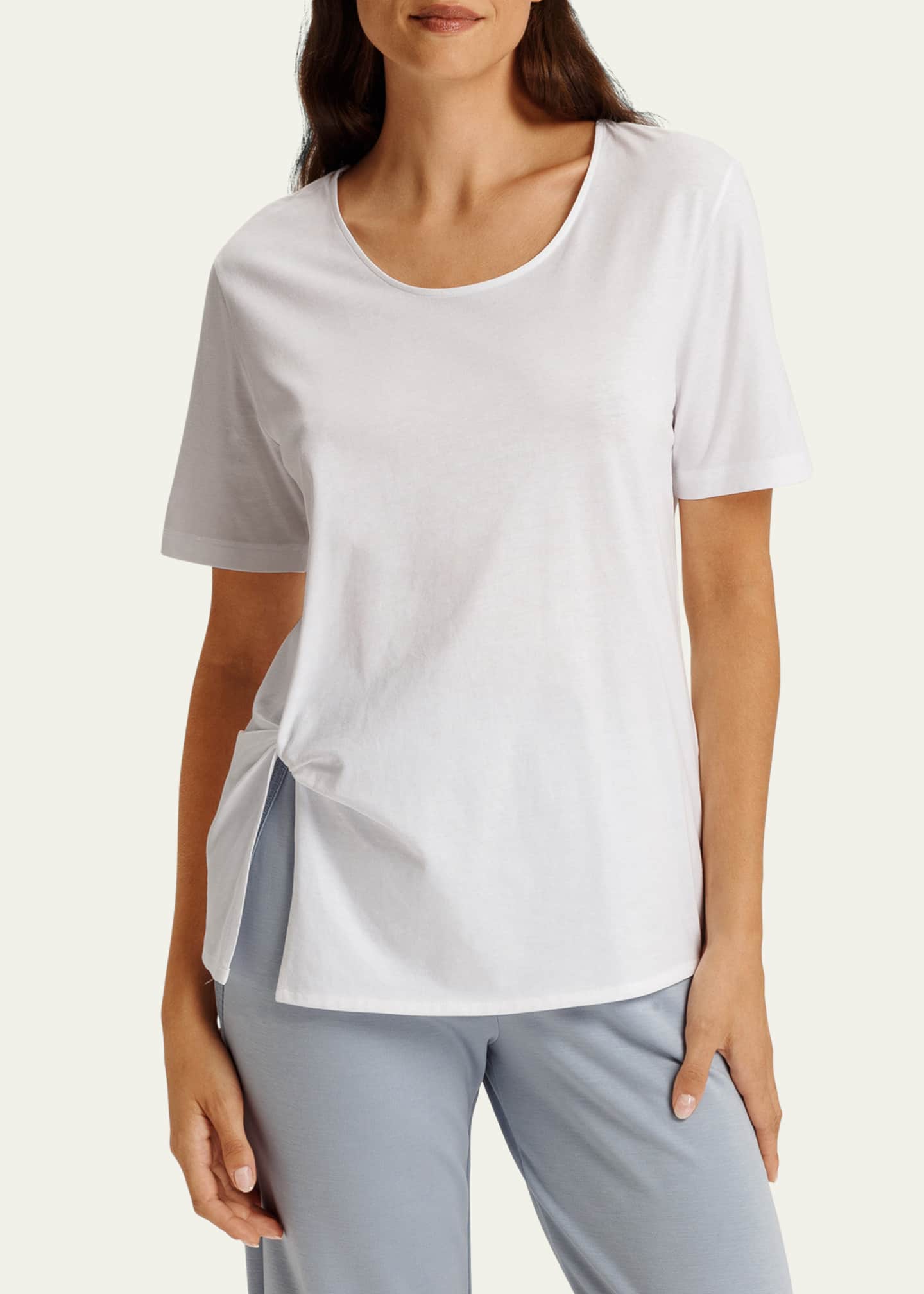 Hanro Side-Twist Organic Cotton Jersey T-Shirt Image 2 of 4