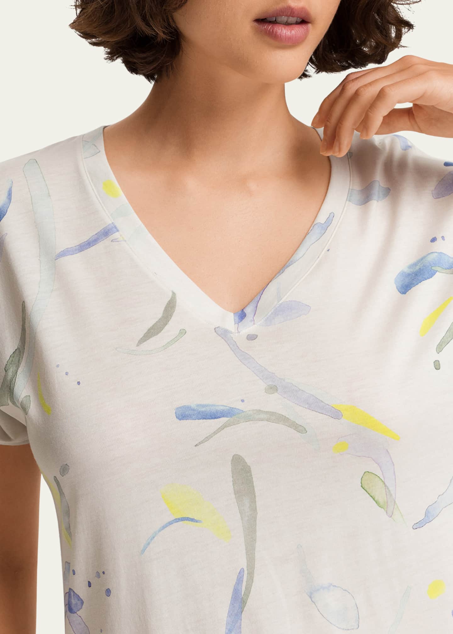 Hanro Watercolor-Print Sleep & Lounge Nightgown Image 4 of 4