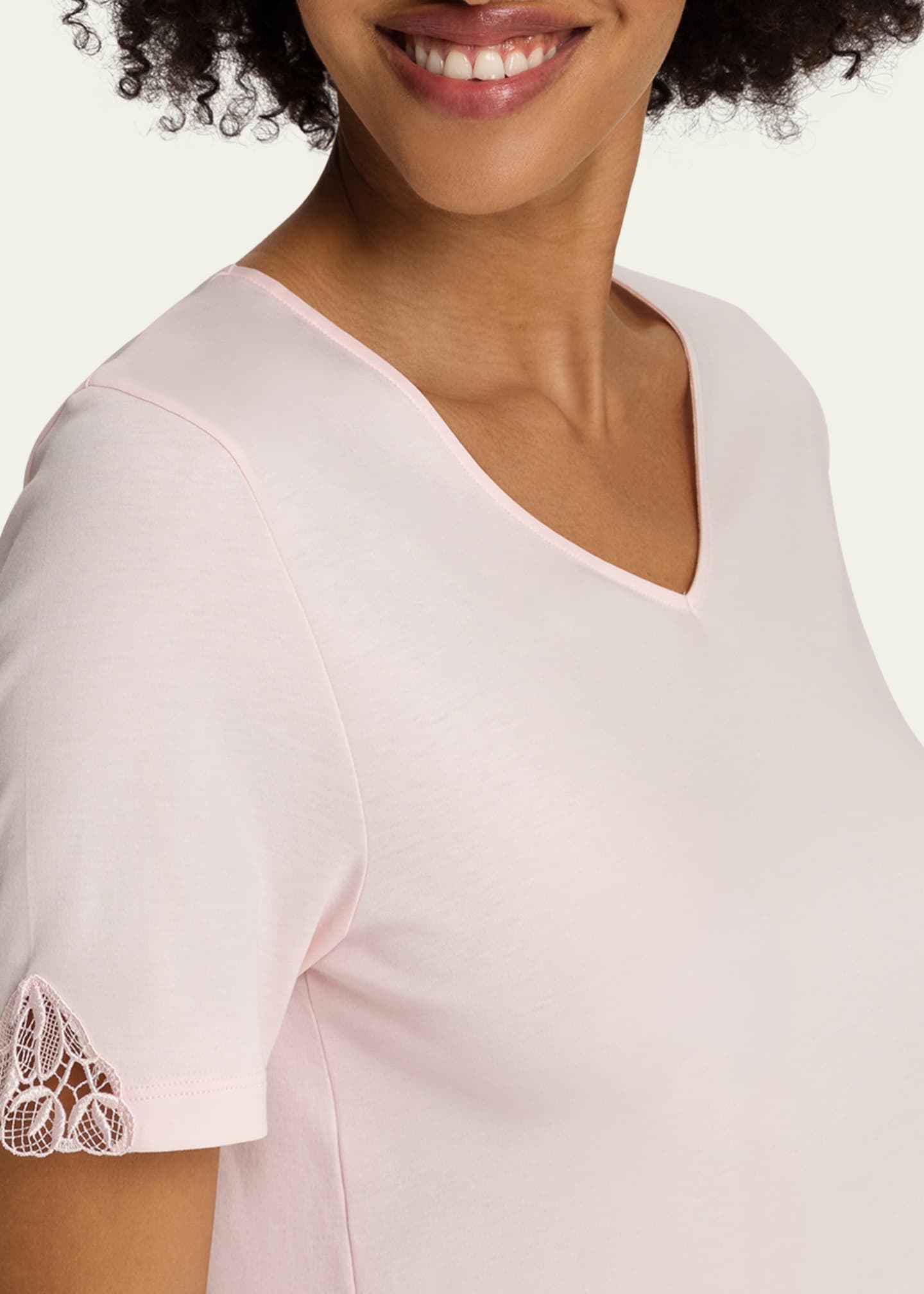 Hanro Belina Embroidered-Inset Cotton Nightgown Image 4 of 4