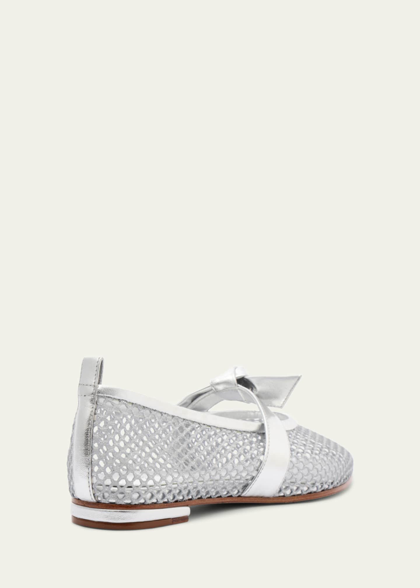 Alexandre Birman Clarita Metallic Bow Fishnet Ballerina Flats Image 3 of 5