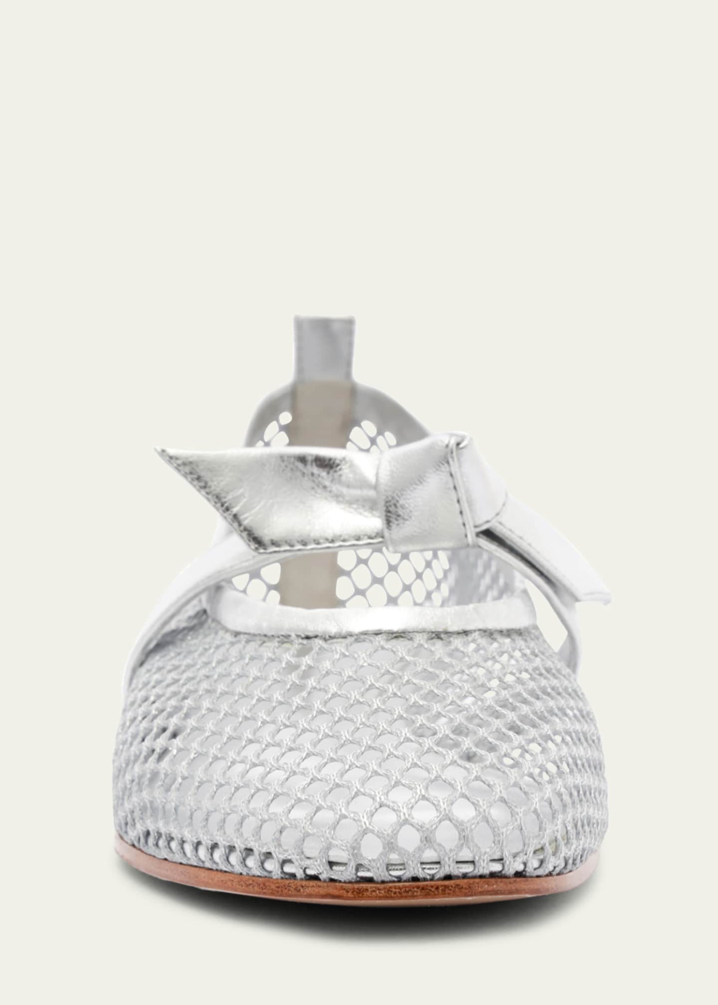 Alexandre Birman Clarita Metallic Bow Fishnet Ballerina Flats Image 5 of 5