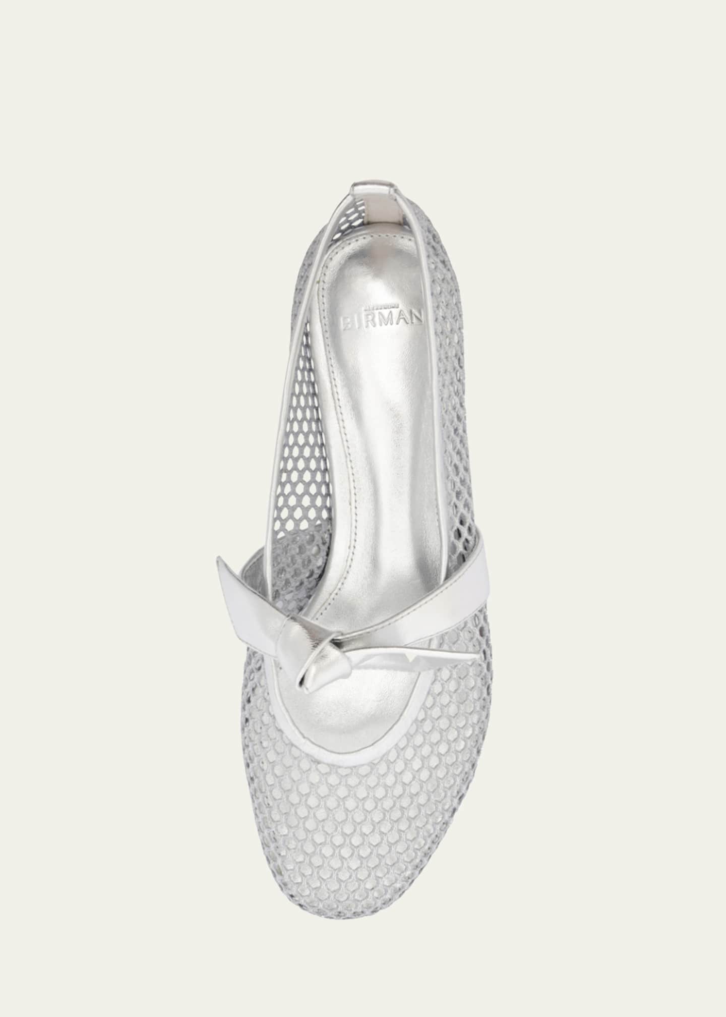 Alexandre Birman Clarita Metallic Bow Fishnet Ballerina Flats Image 4 of 5