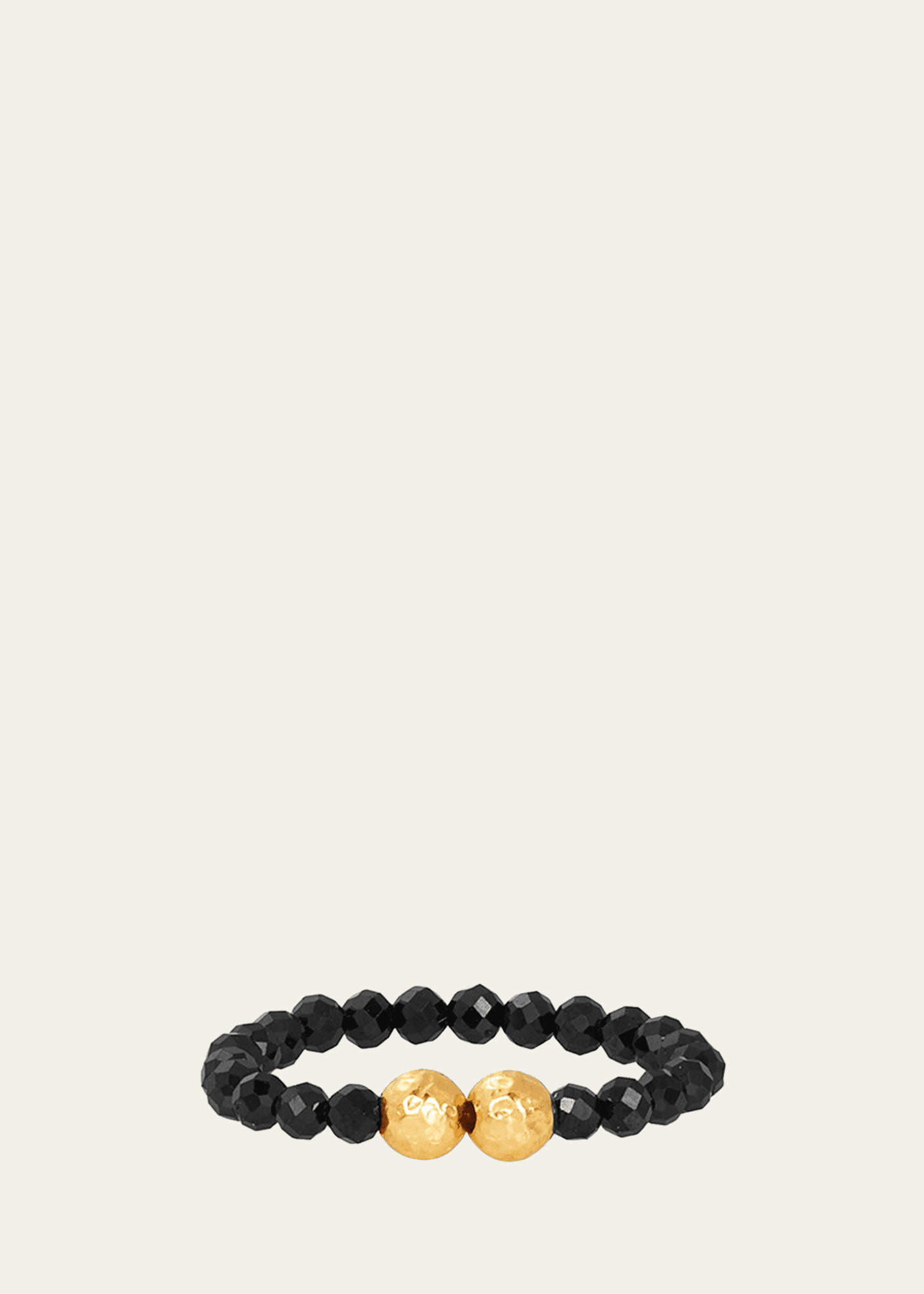 KAREN LAZAR 3mm Micro Faceted Black Spinel Stone and 14K Gold-Filled Textured Bead Rings Image 3 of 4