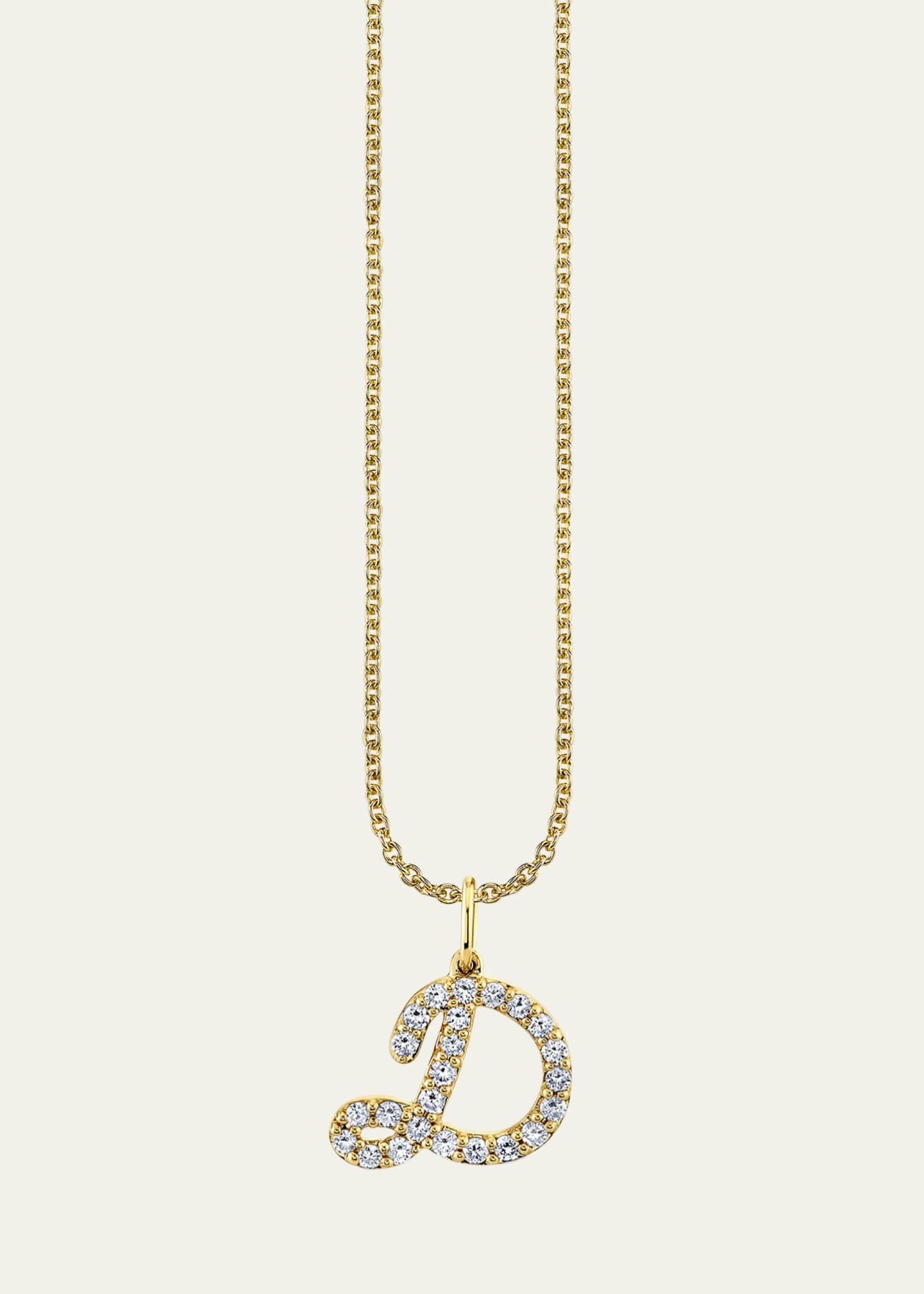 Sydney Evan 14K Yellow Gold Medium Diamond Pave Script Initial Charm, D