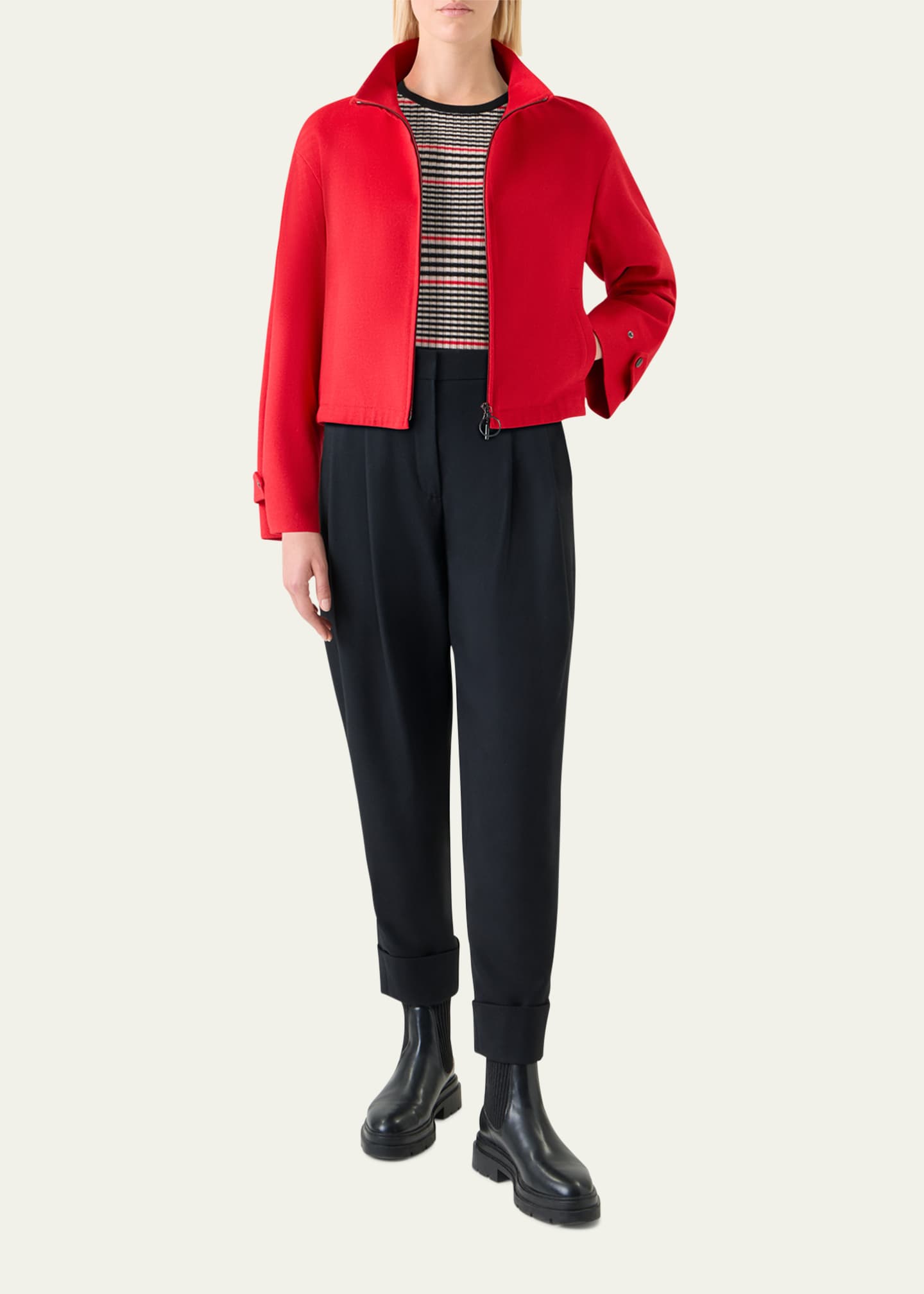 Akris punto Wool-Cashmere Crop Zip Jacket - Bergdorf Goodman